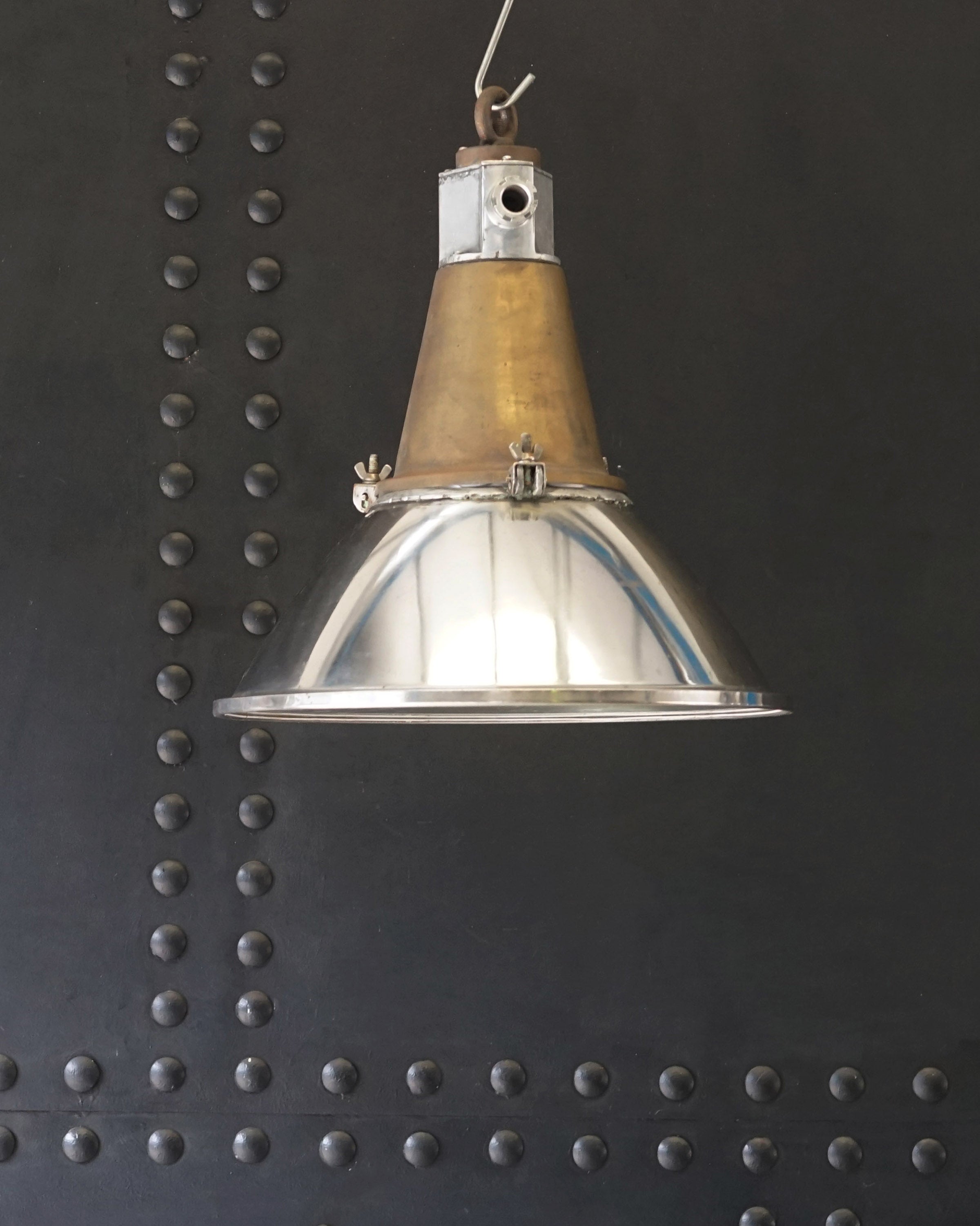 Japanese Steel & Brass Foxlight Pendant Light