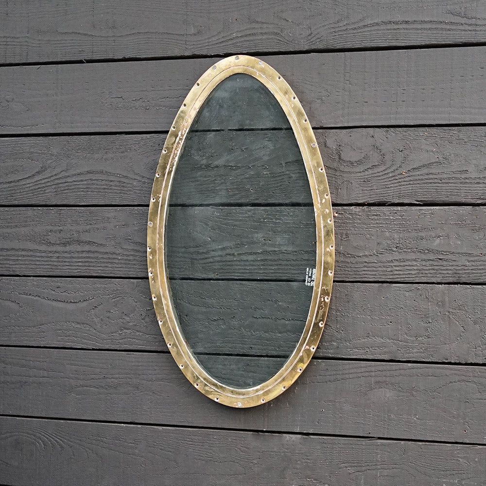 Salvaged Large Brass Ovoid Porthole Trinity Marine