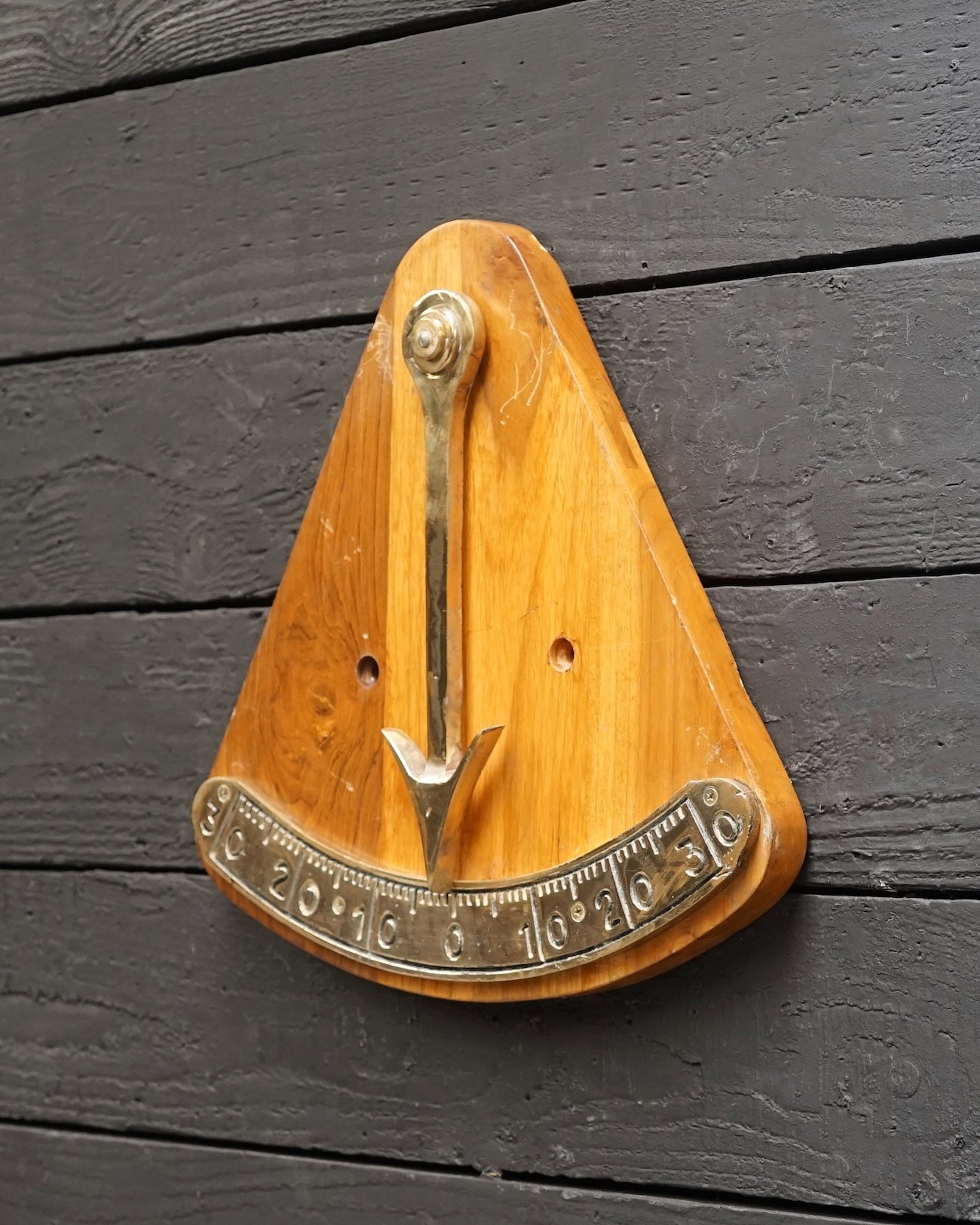 Large Teak & Brass Ships Wheelhouse Inclinometer Trinity Marine