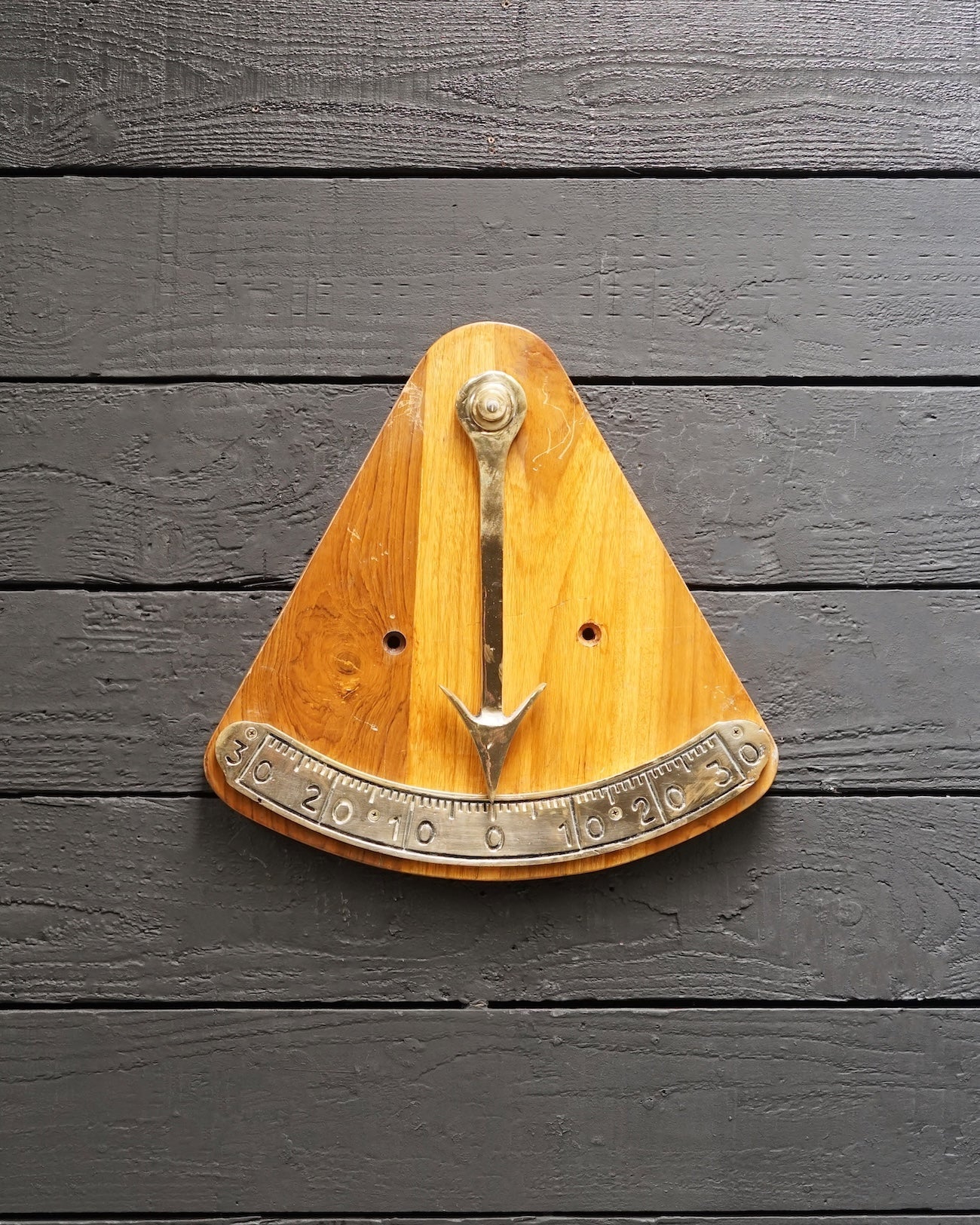 Large Teak & Brass Ships Wheelhouse Inclinometer Trinity Marine