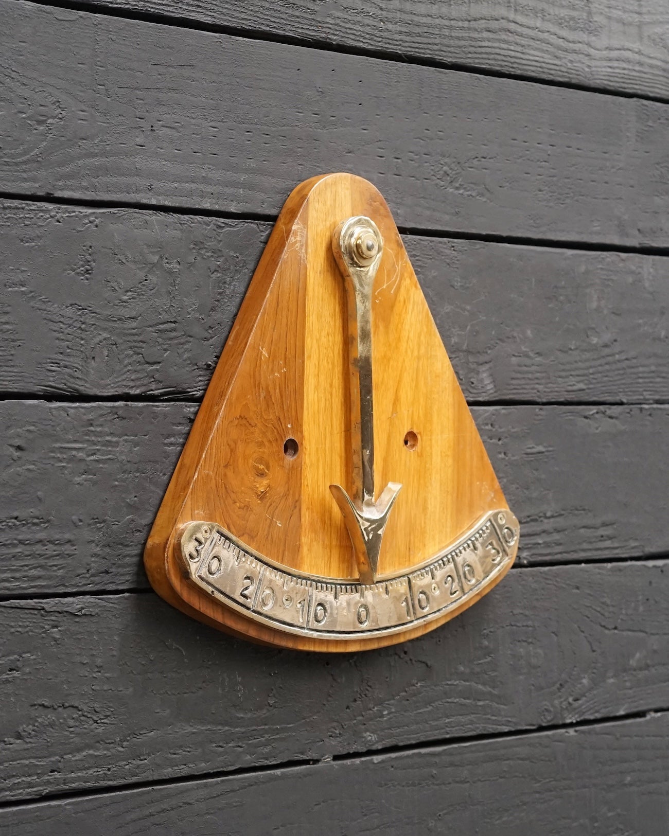 Large Teak & Brass Ships Wheelhouse Inclinometer Trinity Marine