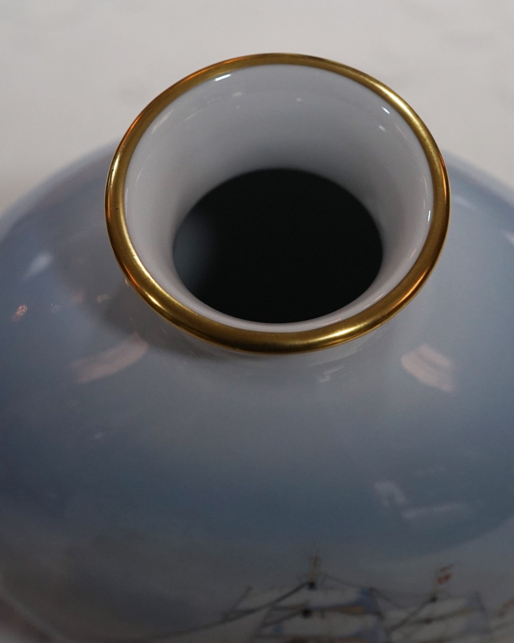 Large vase of Tall Ship by Artist James Mitchell Trinity Marine