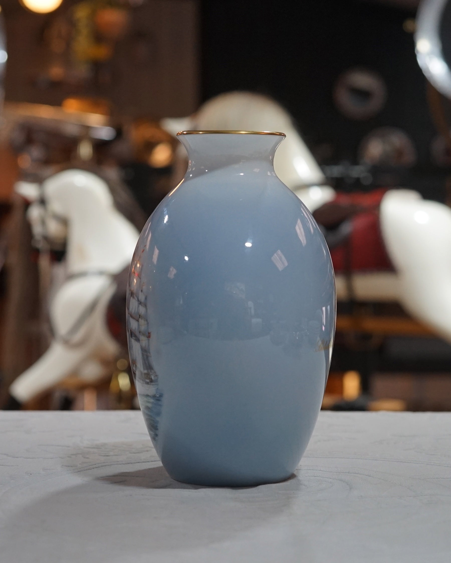 Large vase of Tall Ship by Artist James Mitchell Trinity Marine