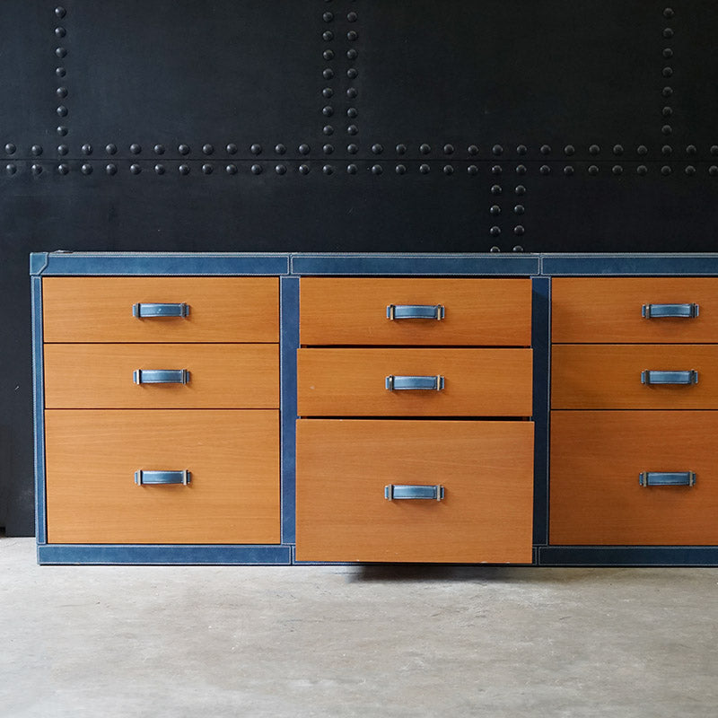 Luxury Super Yacht Large Chest of Drawers - Blue Leather Trinity Marine