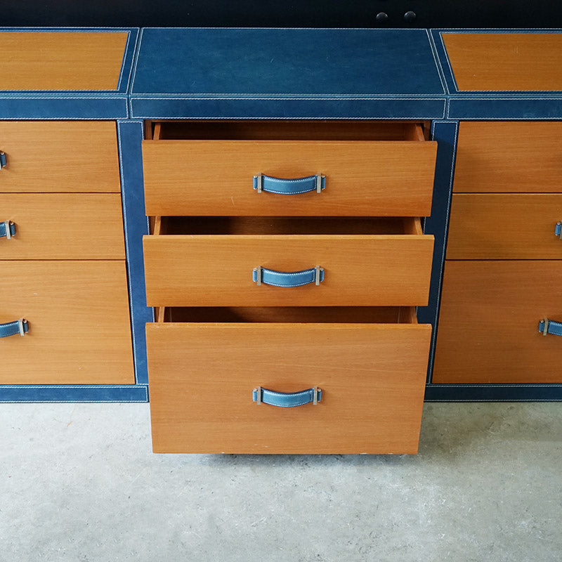 Luxury Super Yacht Large Chest of Drawers - Blue Leather Trinity Marine