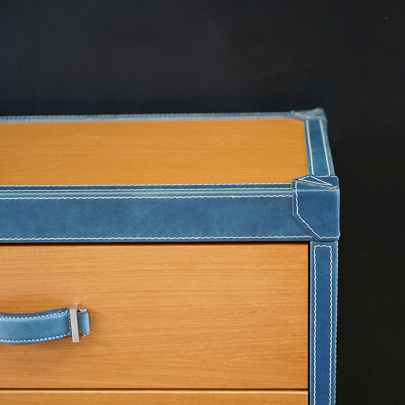 Luxury Super Yacht Large Chest of Drawers - Blue Leather Trinity Marine
