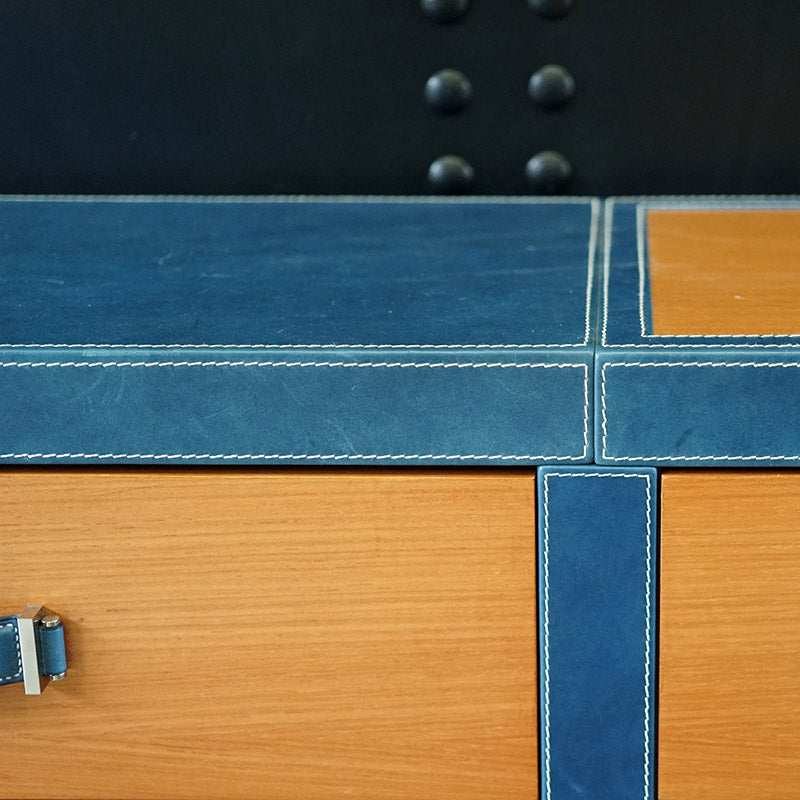 Luxury Super Yacht Large Chest of Drawers - Blue Leather Trinity Marine