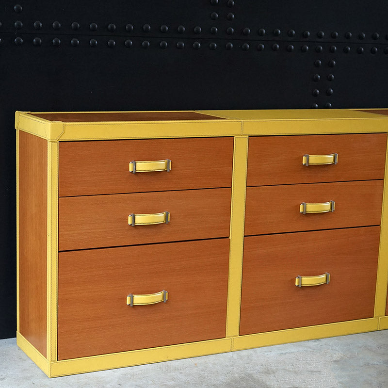 Luxury Super Yacht Large Chest of Drawers - Yellow Leather Trinity Marine