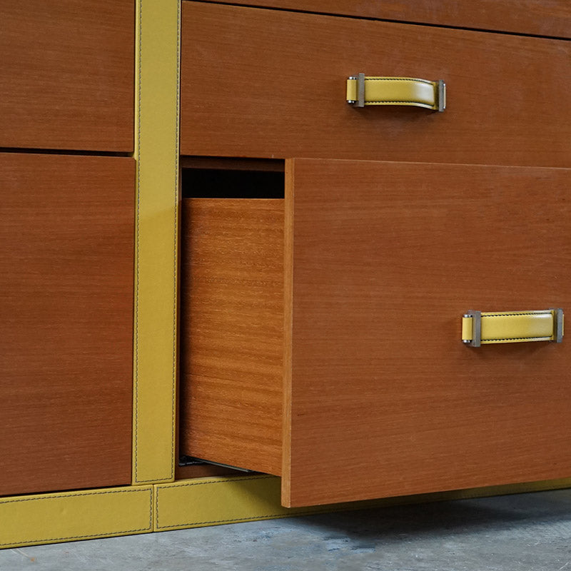 Luxury Super Yacht Large Chest of Drawers - Yellow Leather Trinity Marine