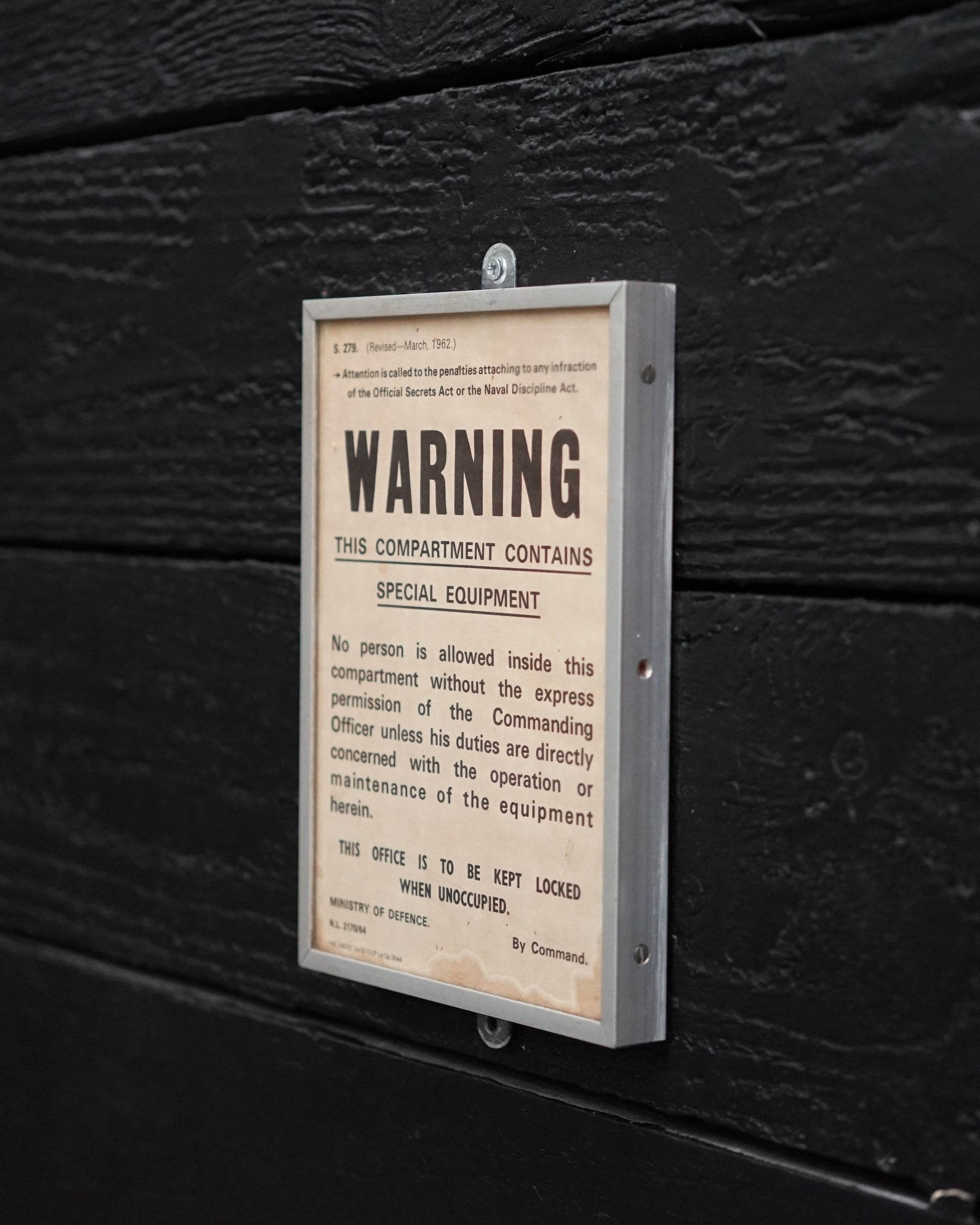 MOD Warning Sign from HMS Orpheus Trinity Marine