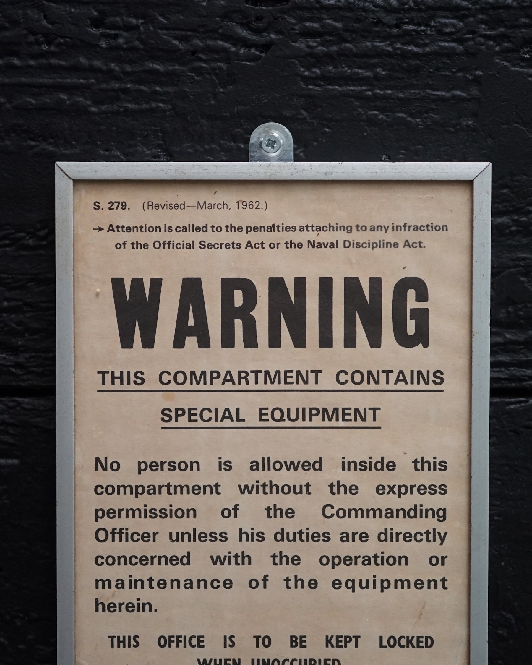 MOD Warning Sign from HMS Orpheus Trinity Marine