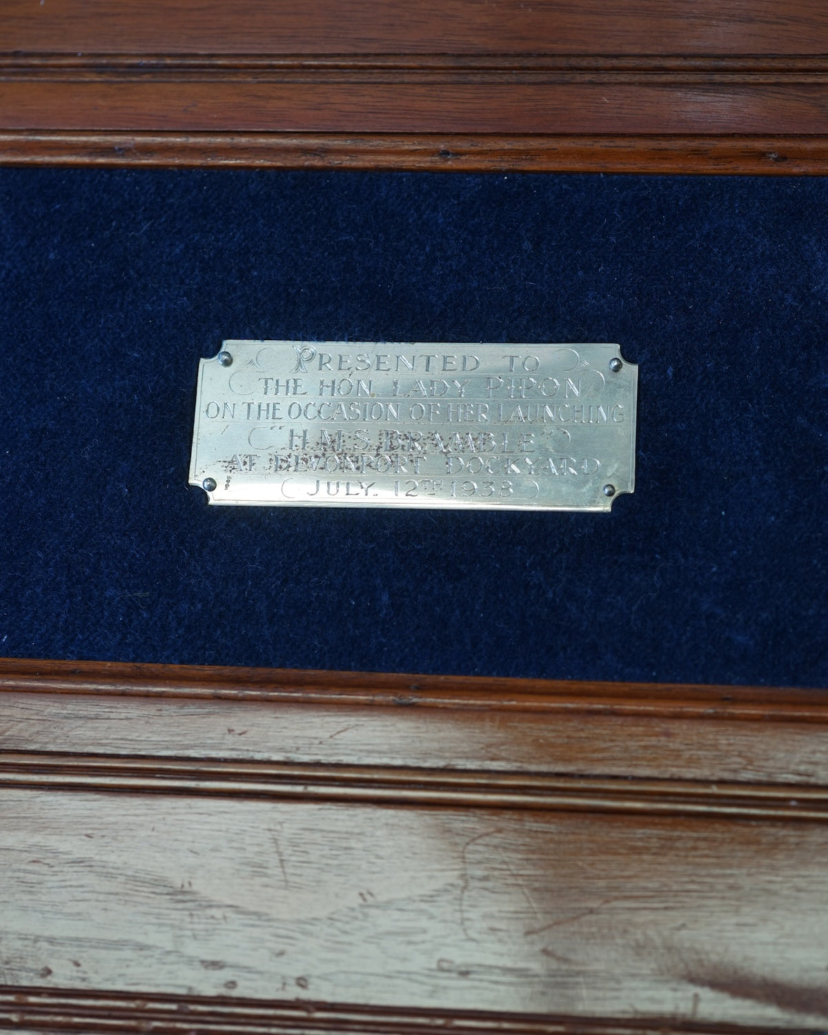 Royal Navy Launching Boxed Gavel - HMS Bramble 1938 Trinity Marine
