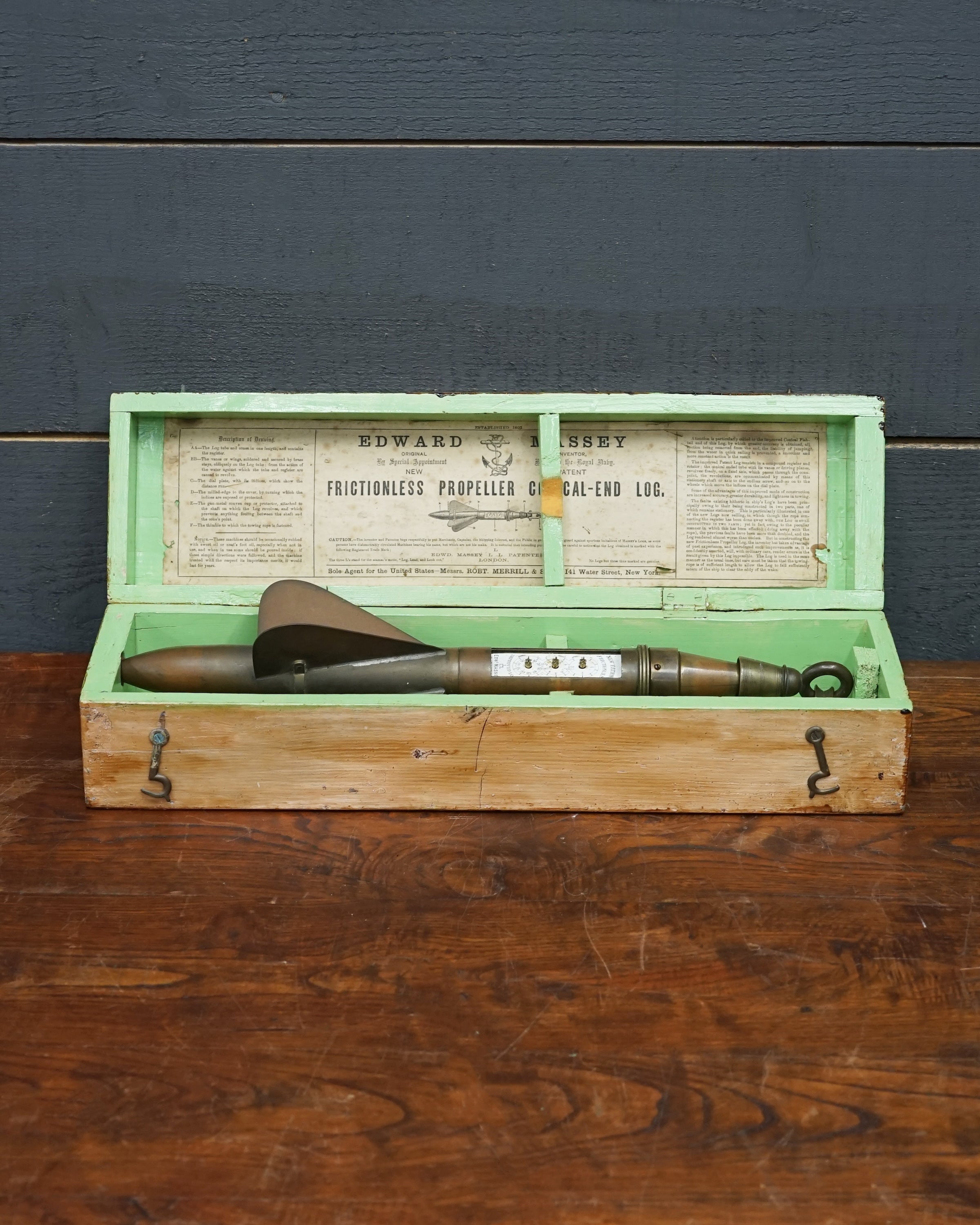 Edward Massey “Frictionless Propeller” Mechanical-End Harpoon Log Trinity Marine