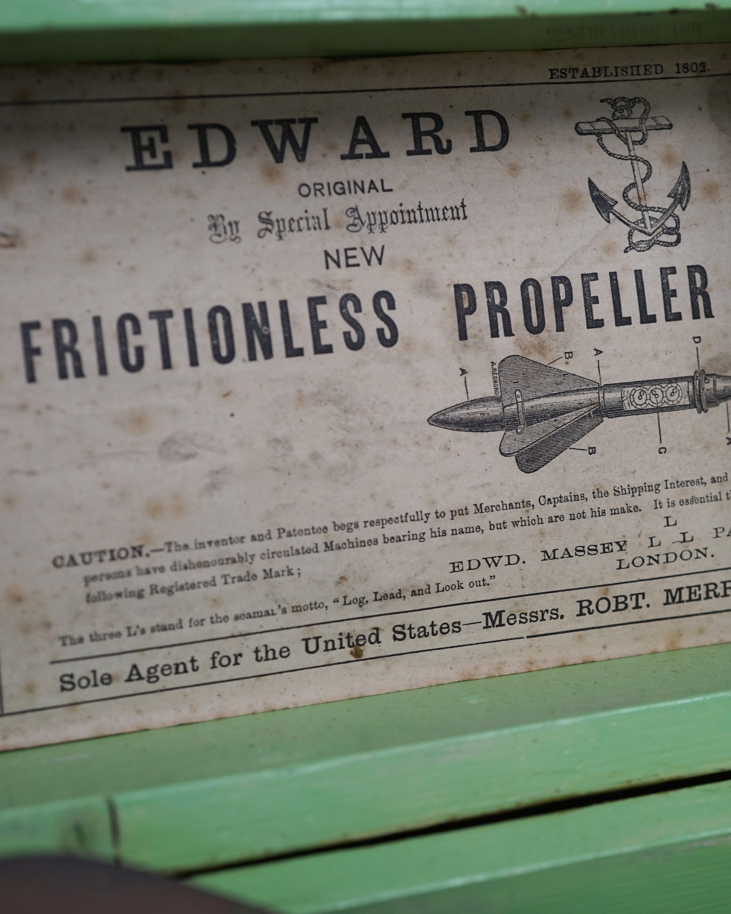 Edward Massey “Frictionless Propeller” Mechanical-End Harpoon Log Trinity Marine