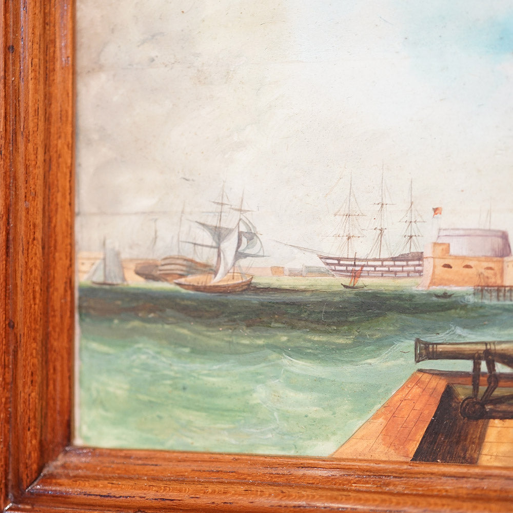 Entrance To Portsmouth Harbour Oil Miniature Trinity Marine