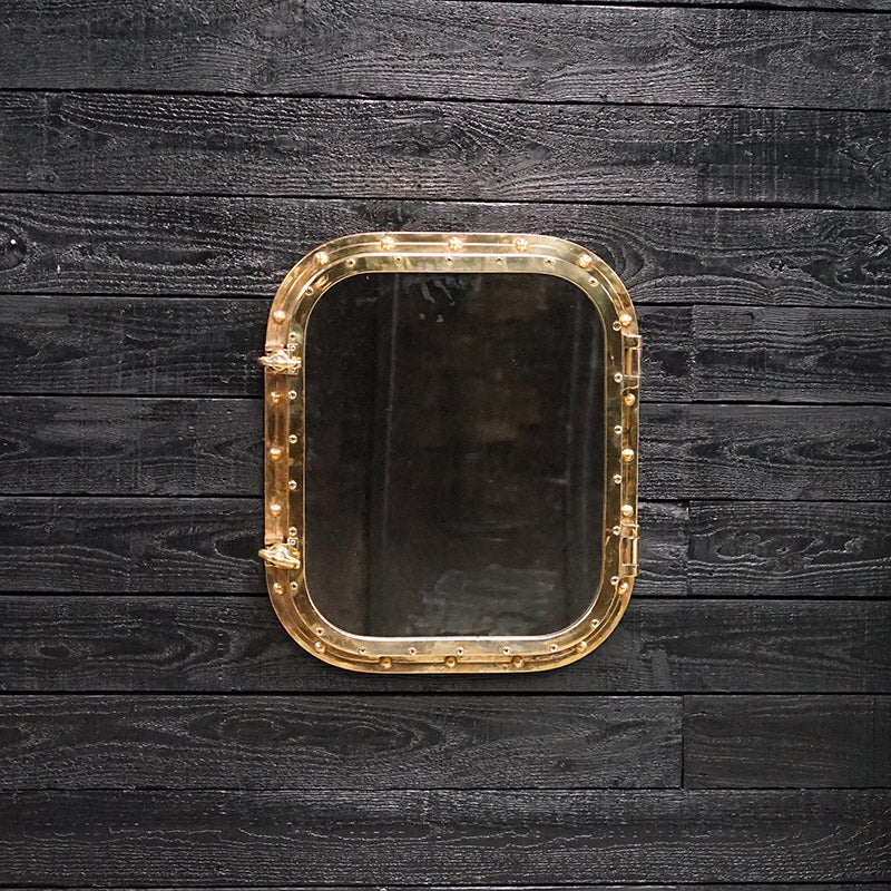 Opening Ships Brass Porthole Mirror ex MV Aureol Trinity Marine