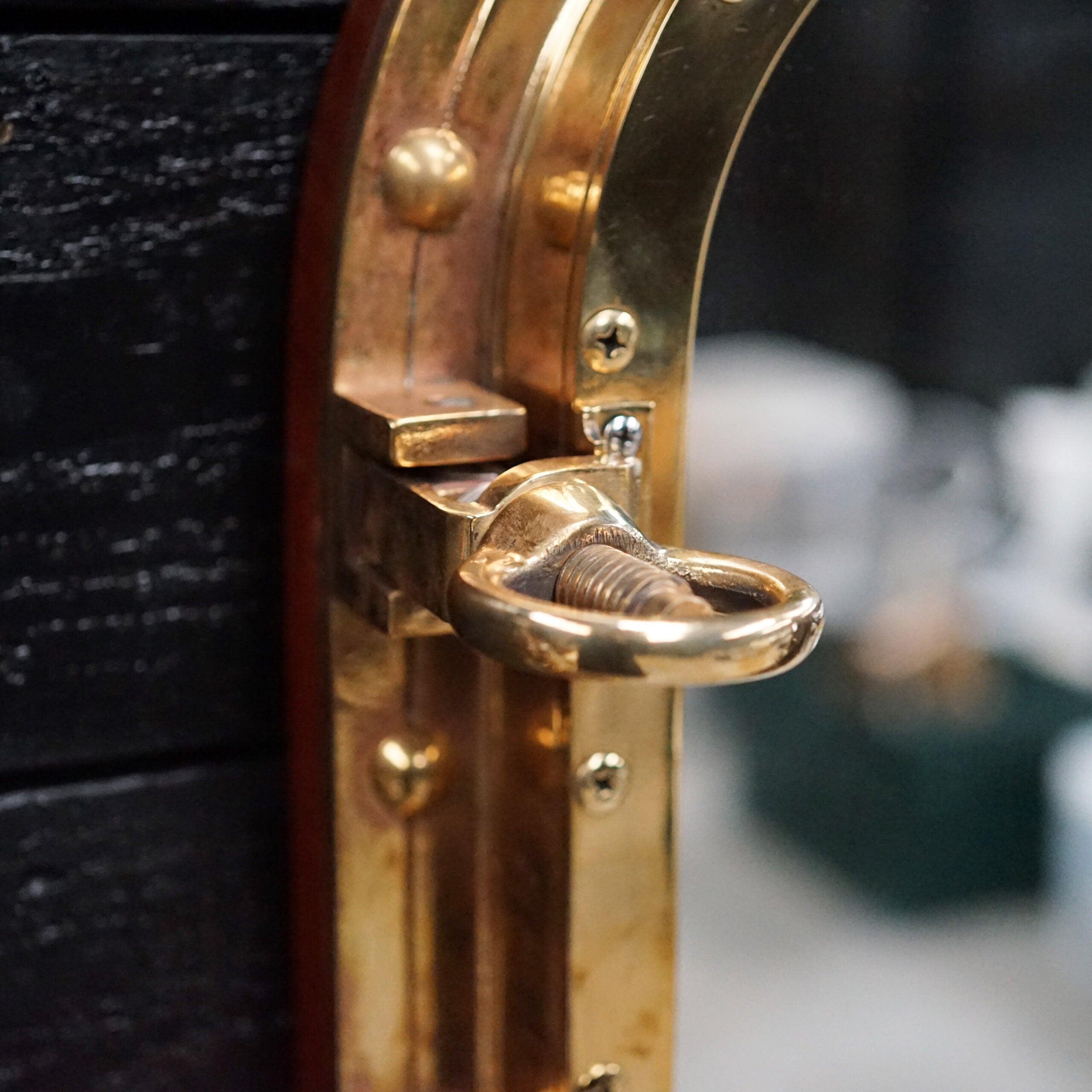 Opening Ships Brass Porthole Mirror ex MV Aureol Trinity Marine