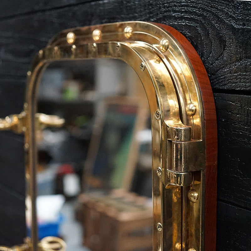 Opening Ships Brass Porthole Mirror ex MV Aureol Trinity Marine