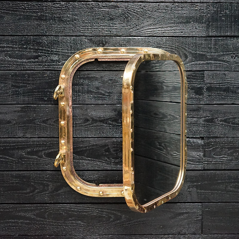 Opening Ships Brass Porthole Mirror ex MV Aureol Trinity Marine