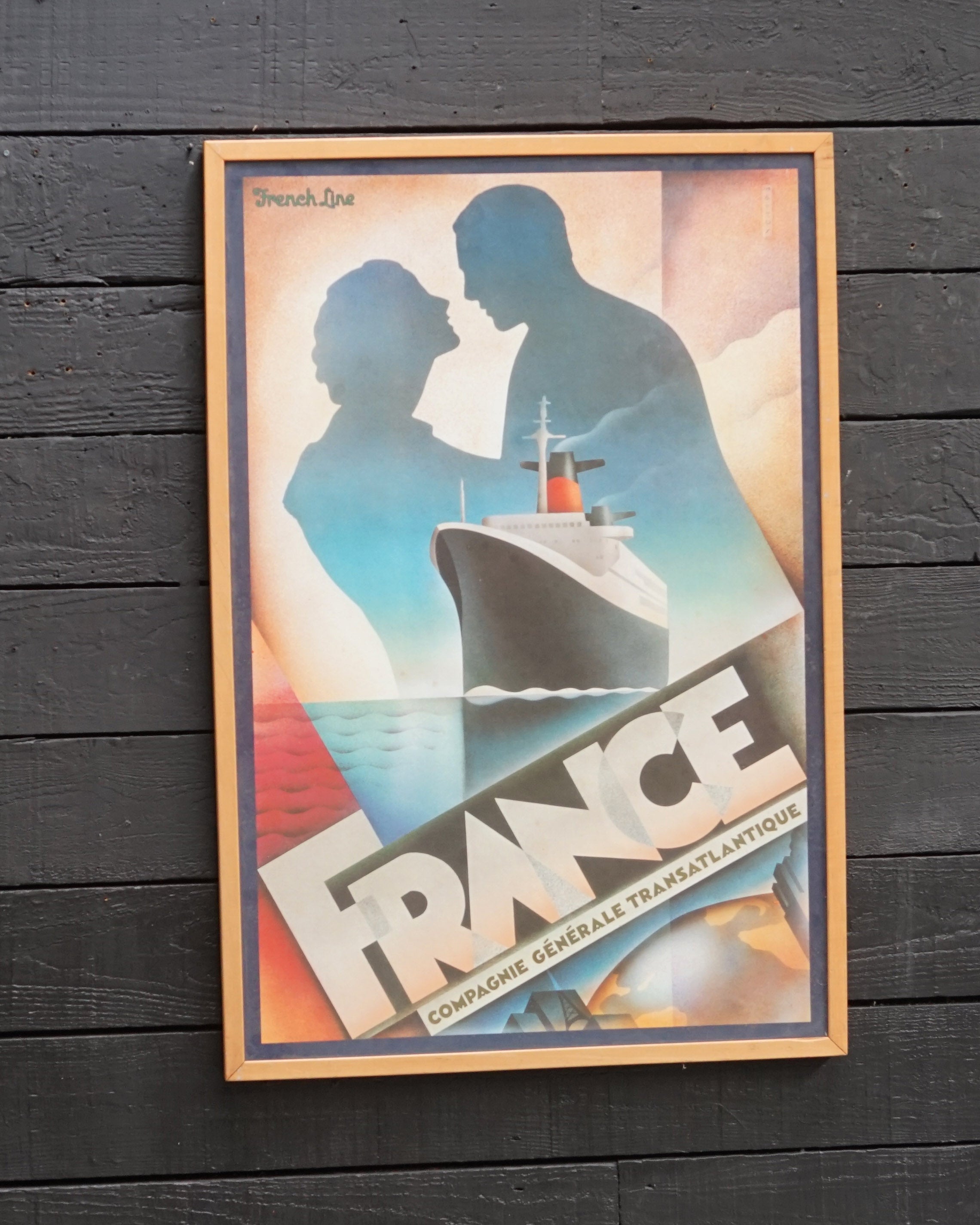 Original 1970s Framed Cabin Posters SS France - John Mattos Trinity Marine