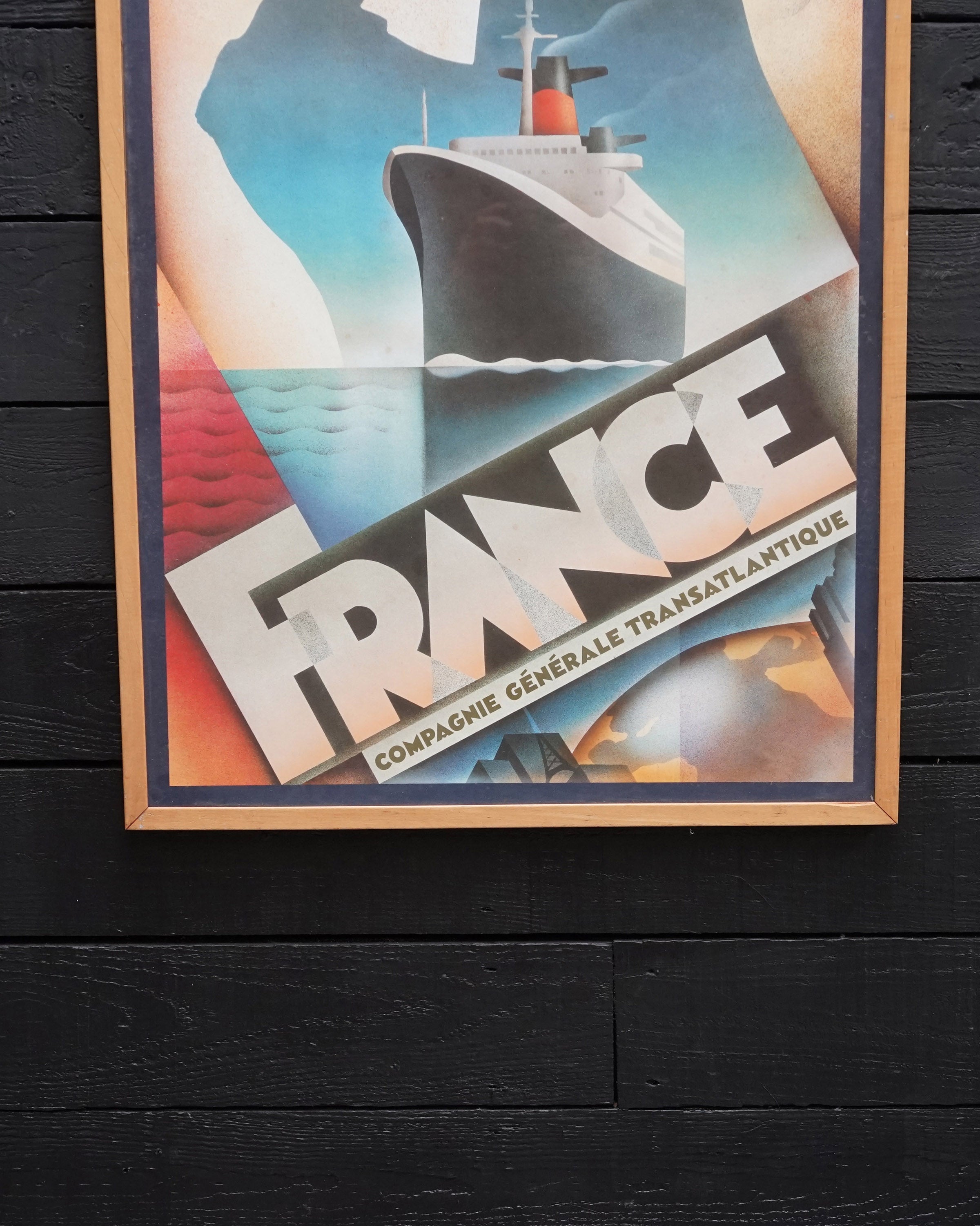 Original 1970s Framed Cabin Posters SS France - John Mattos Trinity Marine