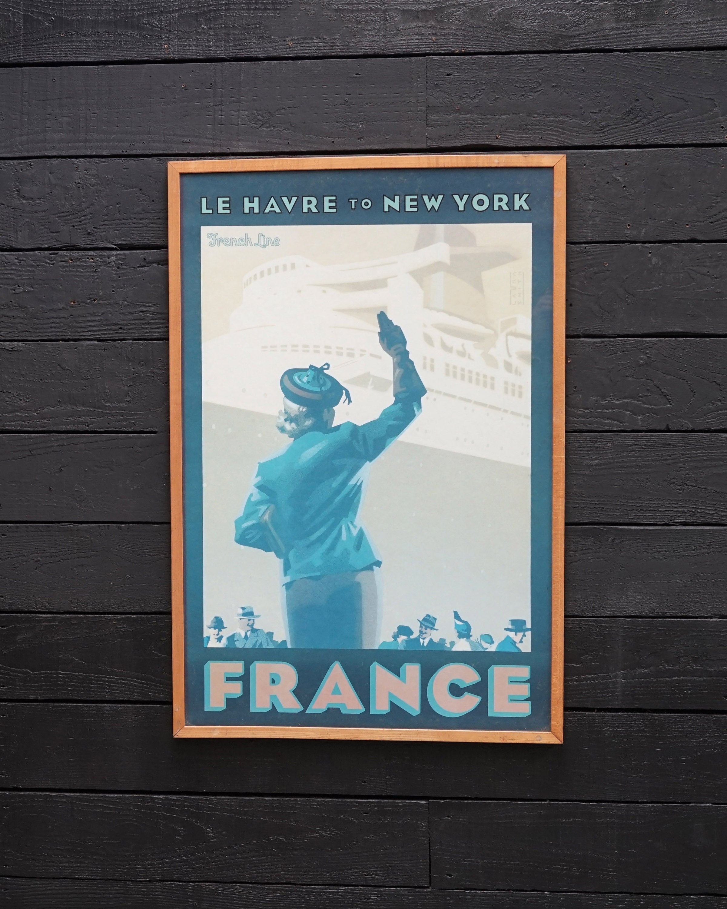 Original 1970s Framed Cabin Posters SS France - New York Trinity Marine