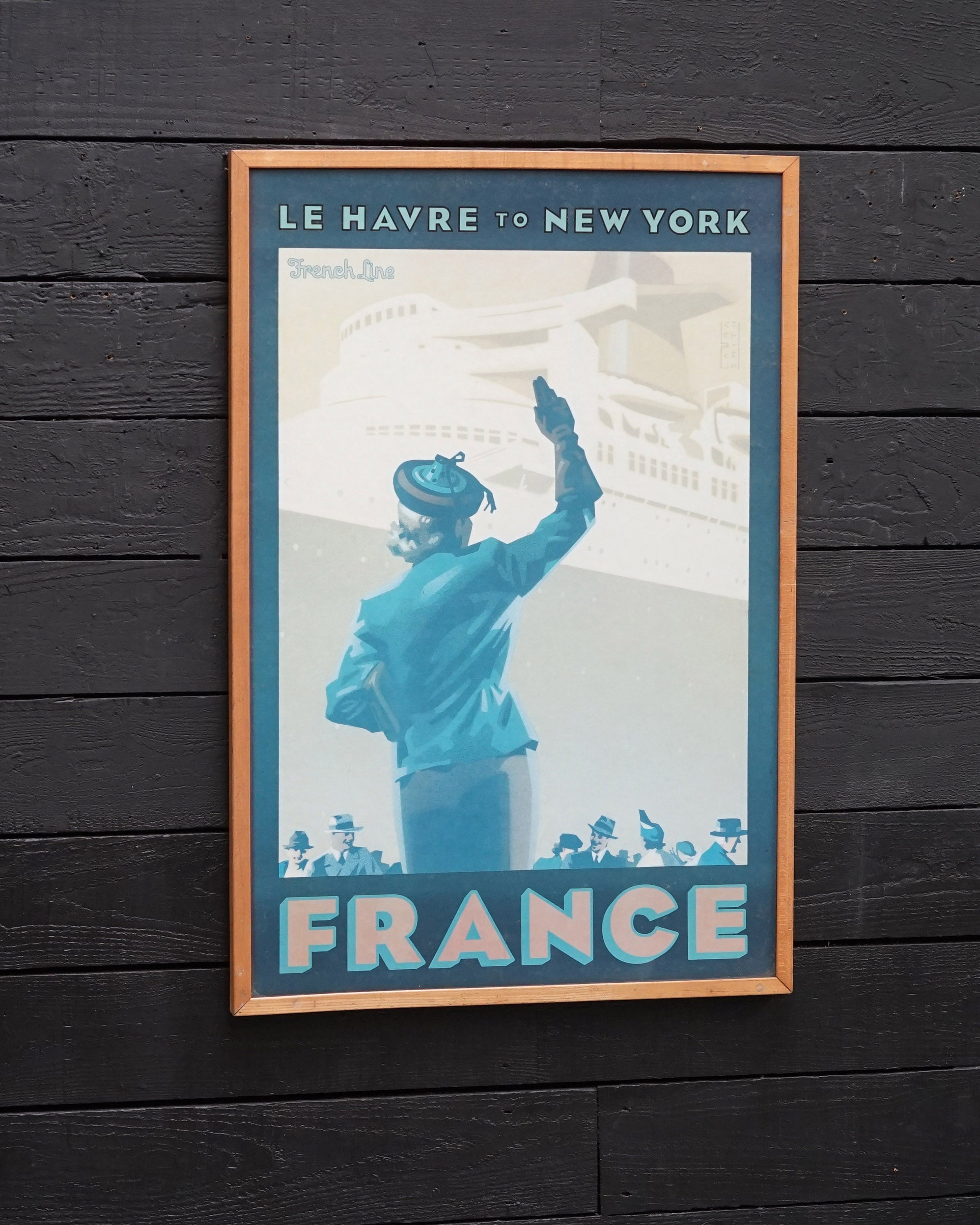 Original 1970s Framed Cabin Posters SS France - New York Trinity Marine