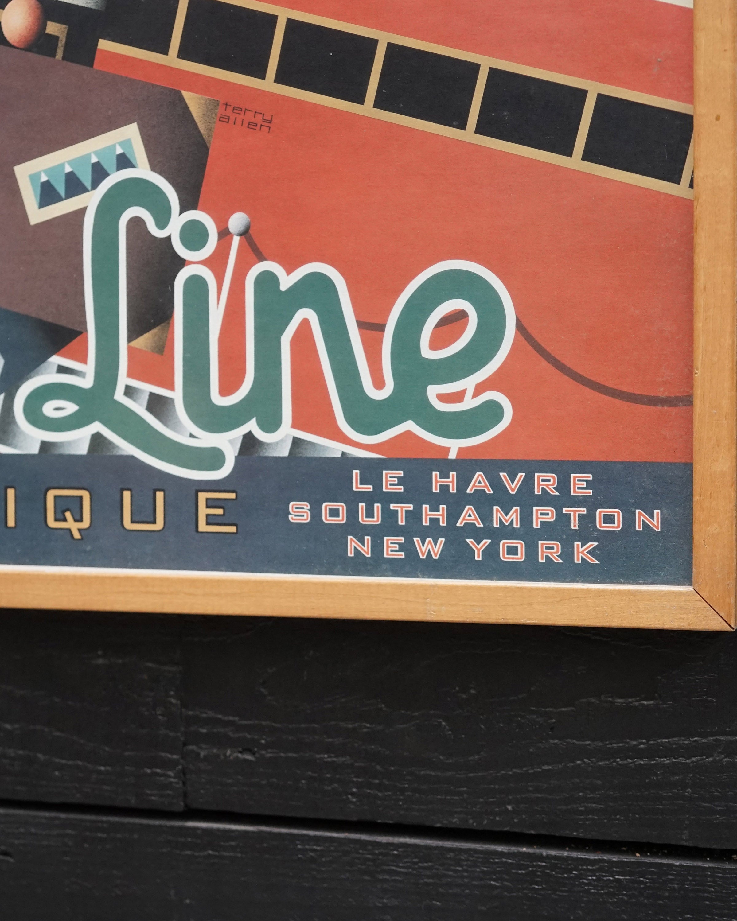 Original 1970s Framed Cabin Posters SS France - Terry Allen Suitcase Trinity Marine