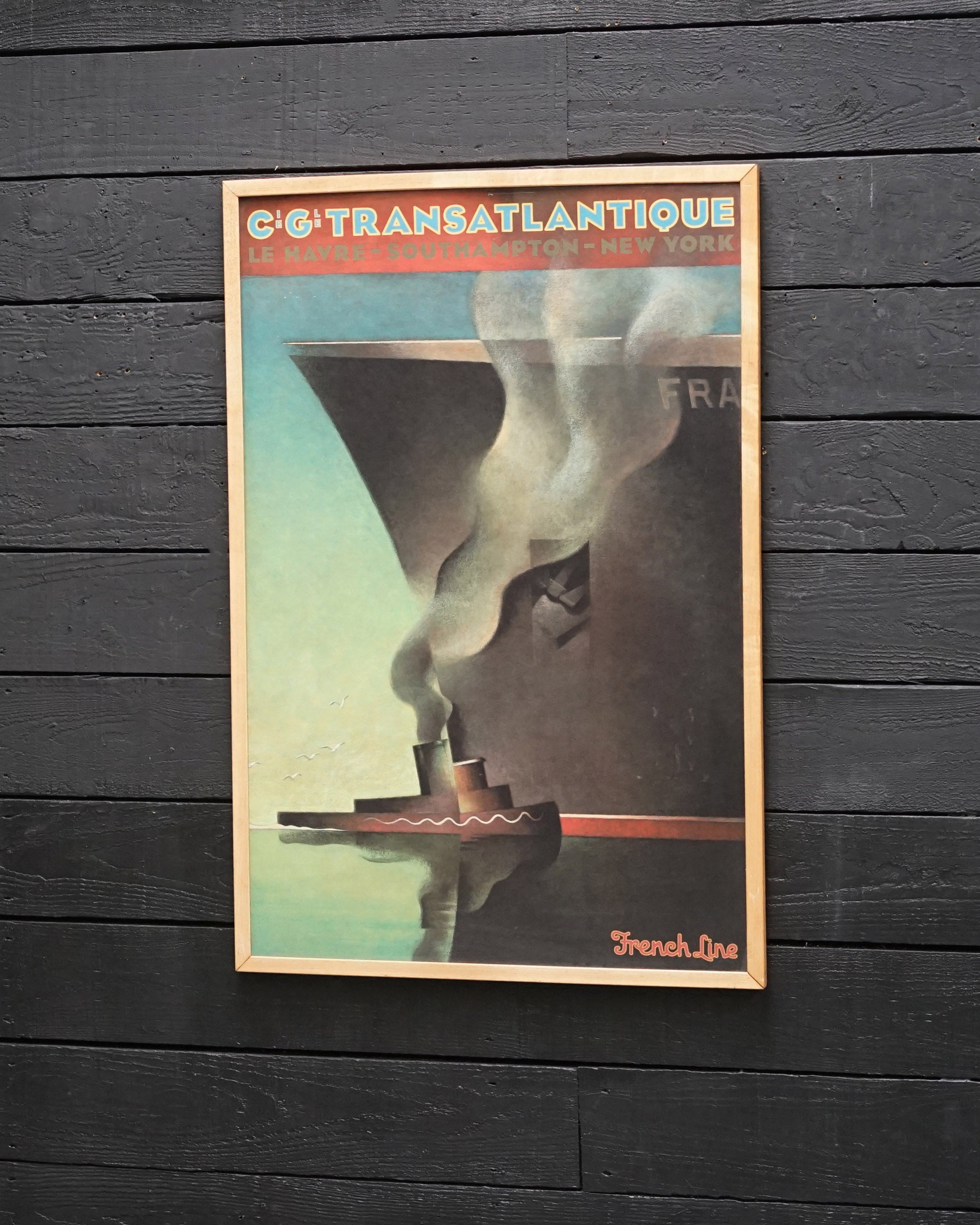Original 1970s Framed Cabin Posters SS France - Tug Boat Trinity Marine