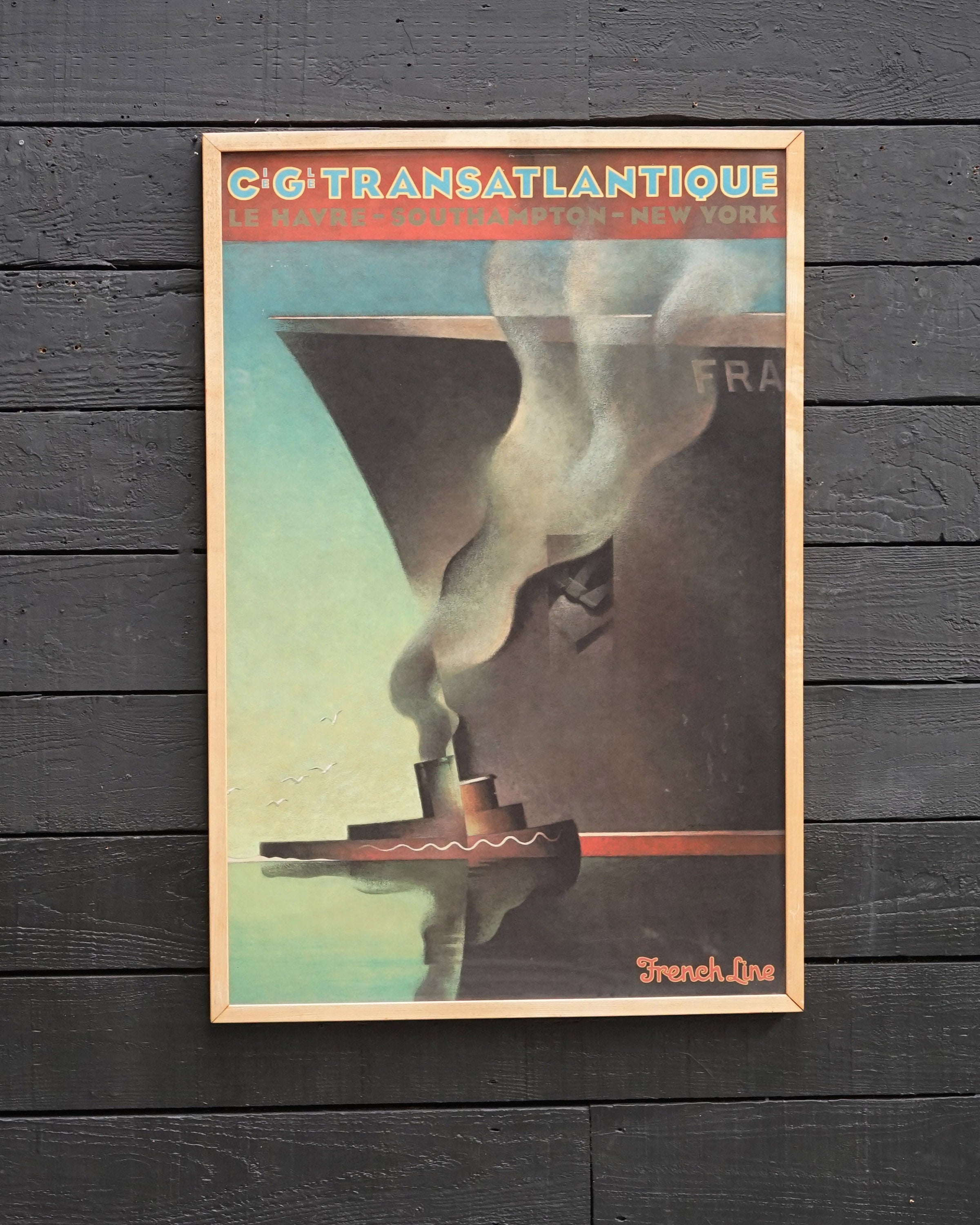 Original 1970s Framed Cabin Posters SS France - Tug Boat Trinity Marine