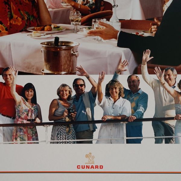 Original Cunard QE2 Large Advertising – Mauretania Restaurant Trinity Marine