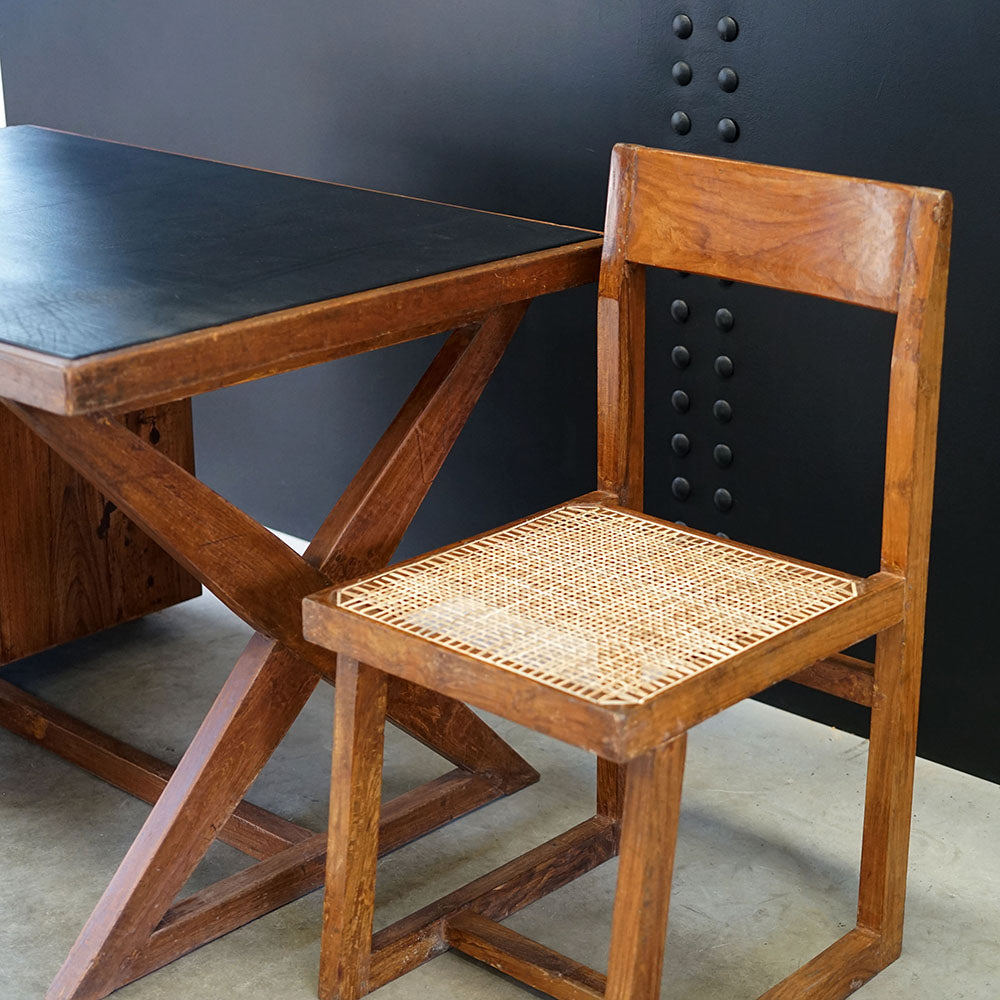 Pierre Jeanneret X- Leg Administrative Desk & Chair Set c.1960 Trinity Marine