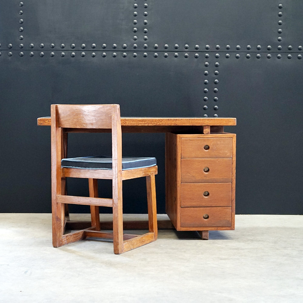 Pierre Jeanneret X- Leg Administrative Desk & Chair Set c.1960 Trinity Marine