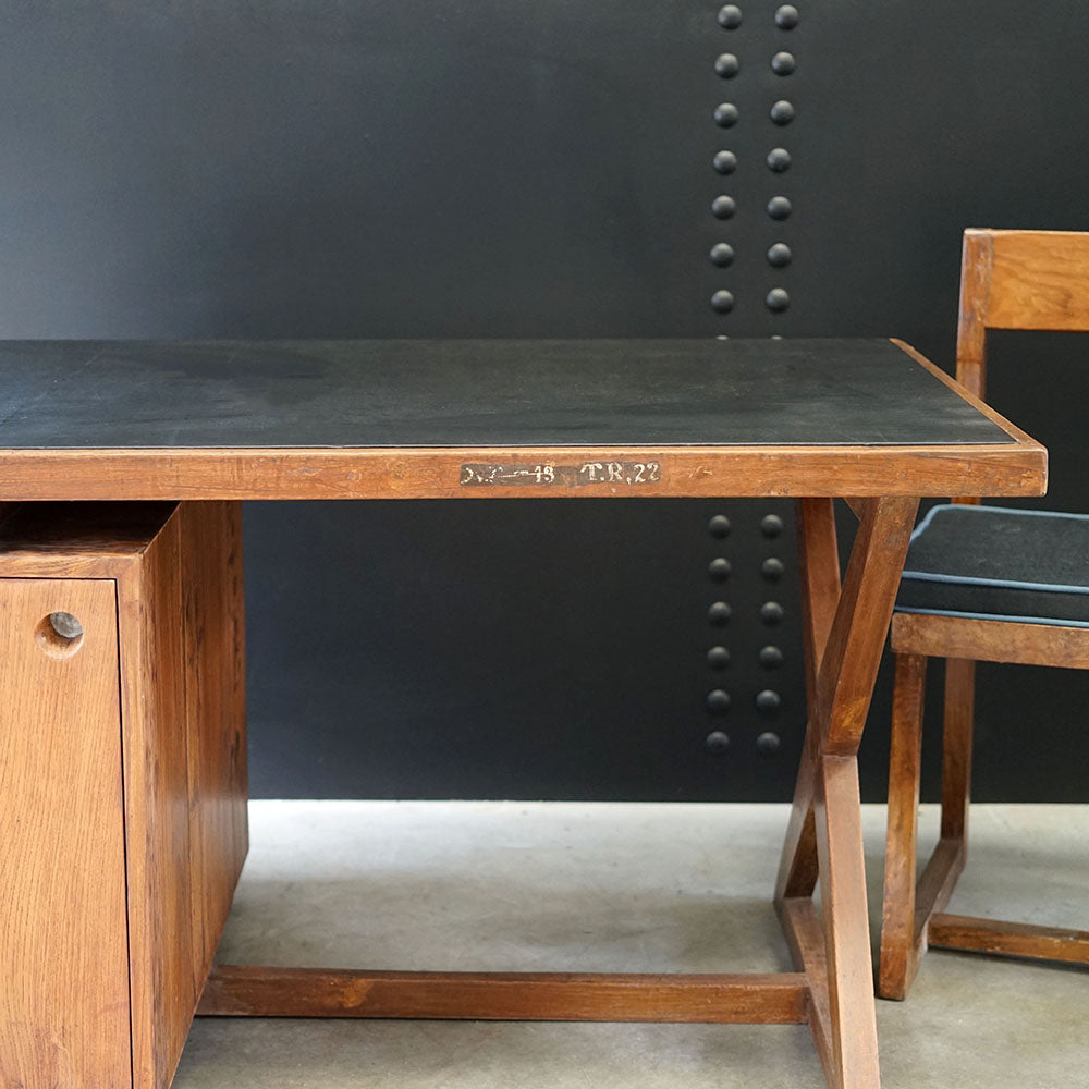 Pierre Jeanneret X- Leg Administrative Desk & Chair Set c.1960 Trinity Marine