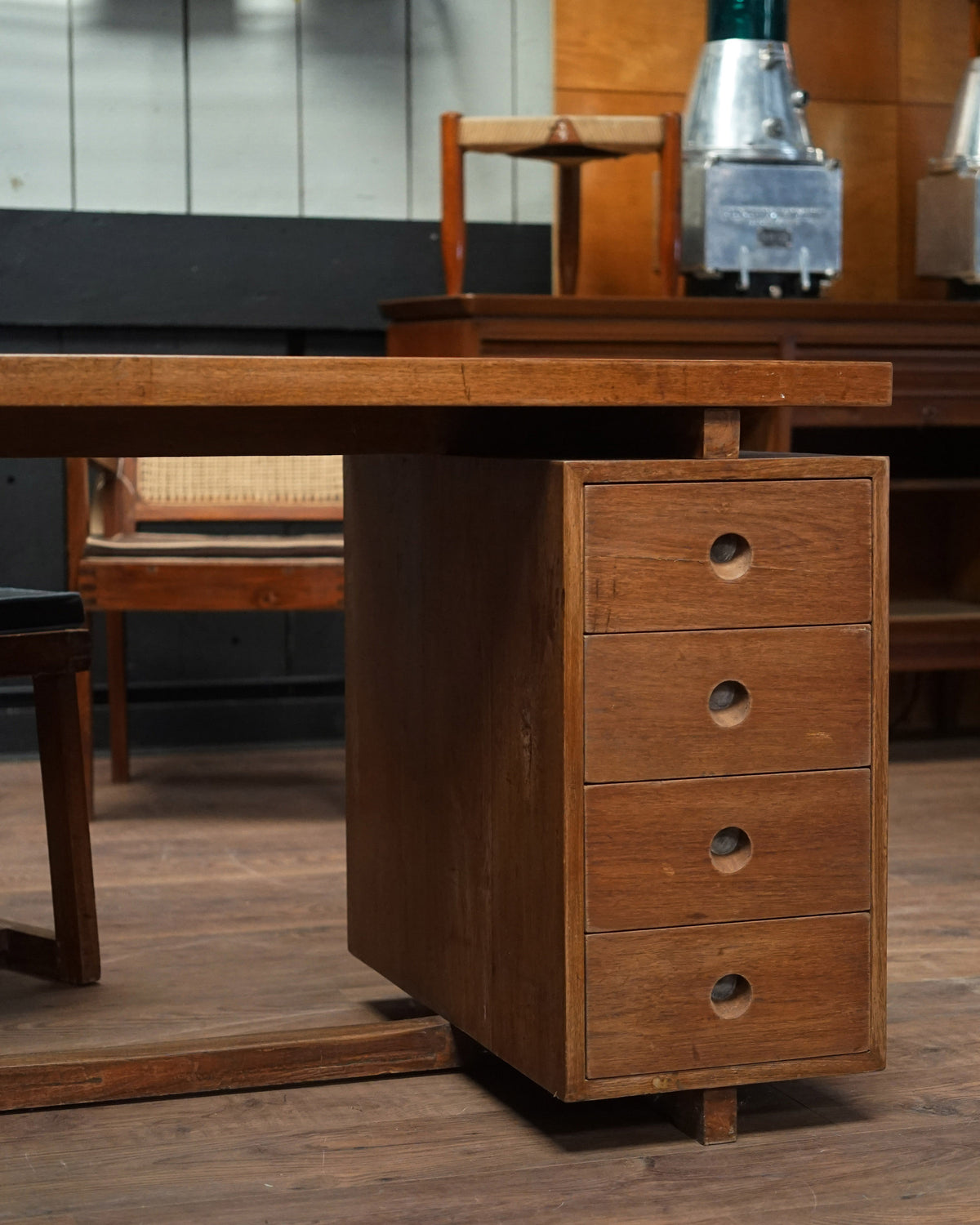 Pierre Jeanneret X- Leg Administrative Desk & Chair Set c.1960