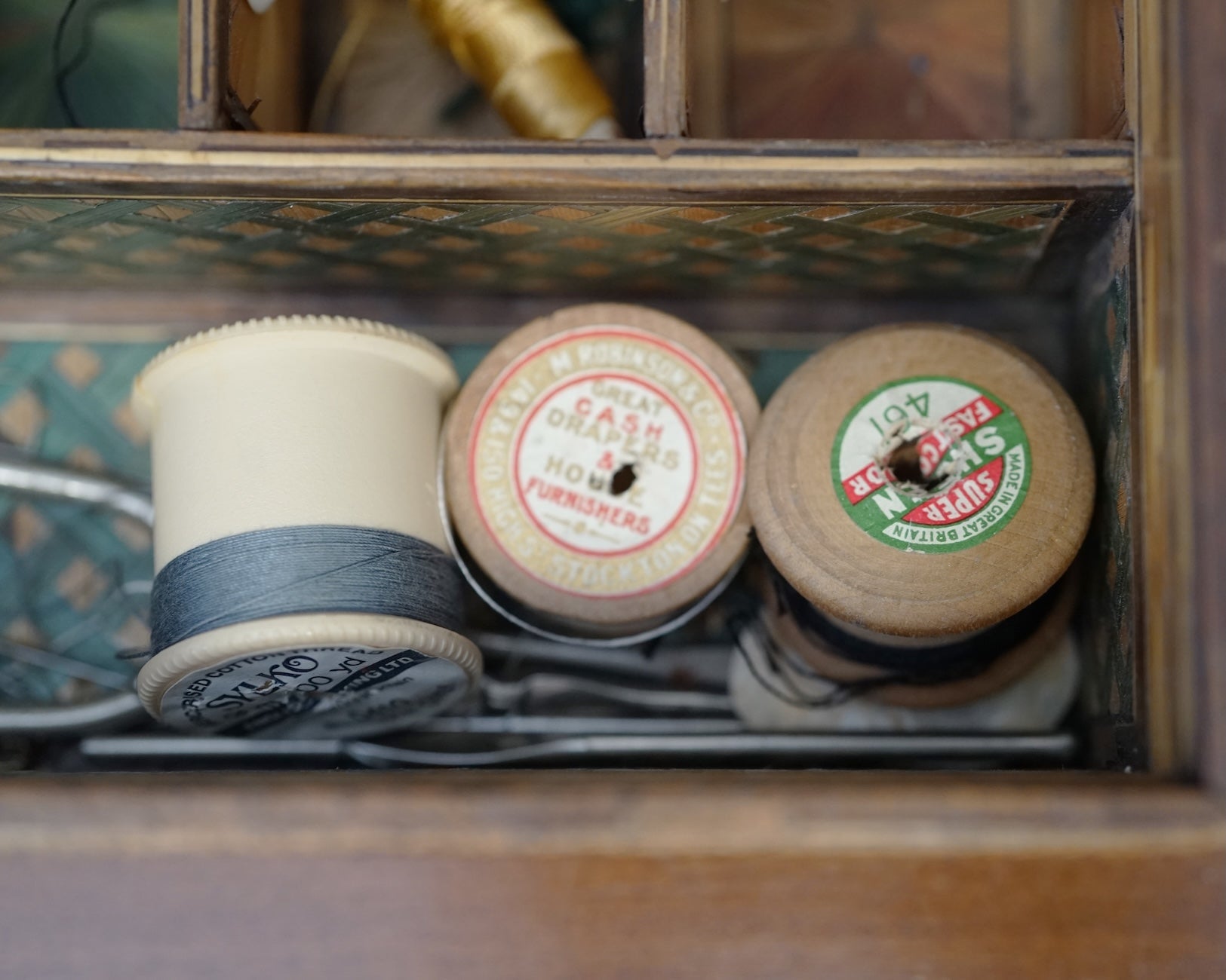 19th c. Prisoner of War Straw Sewing Box Trinity Marine