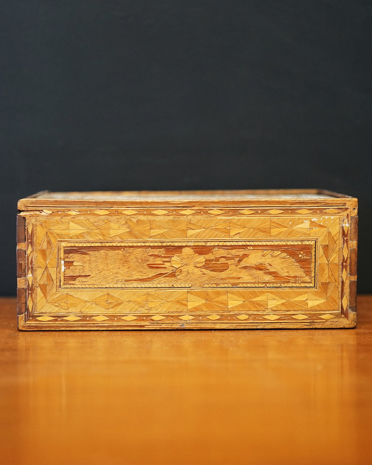 19th c. Prisoner of War Straw Sewing Box Trinity Marine
