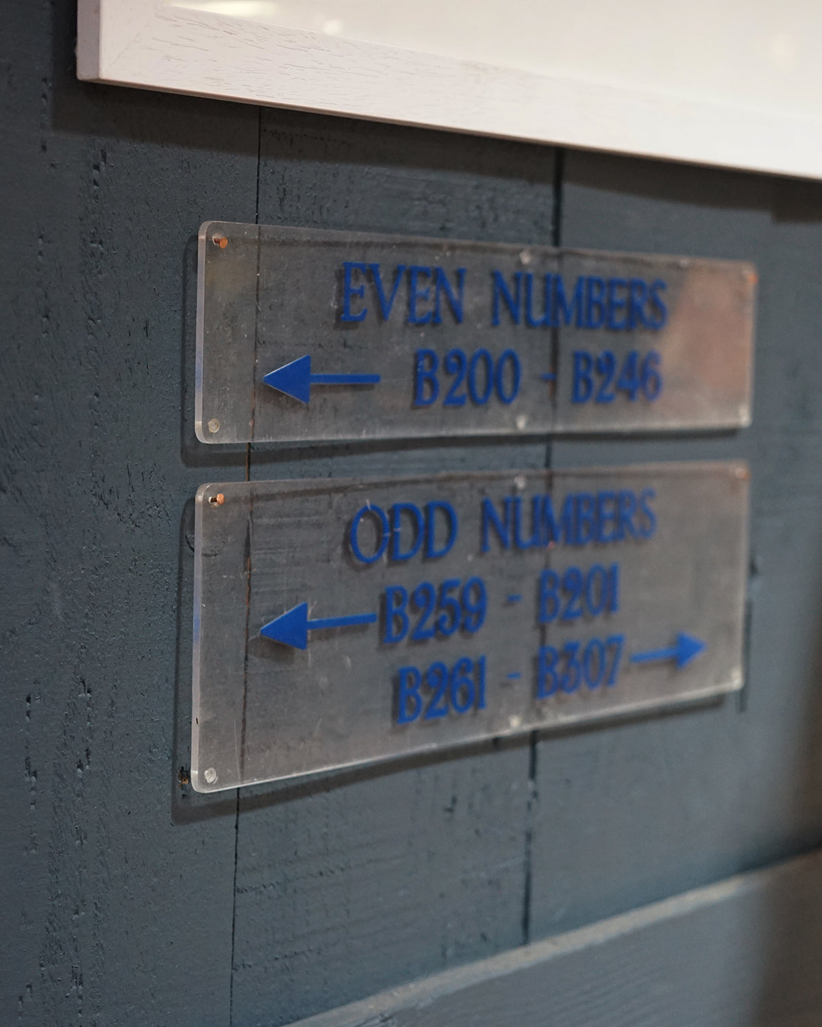 RMS Windsor Castle Cabin Direction Signs - Blue Trinity Marine