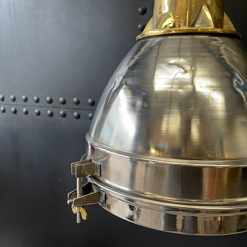Reclaimed Ships Steel & Brass Fox Light Pendant Trinity Marine