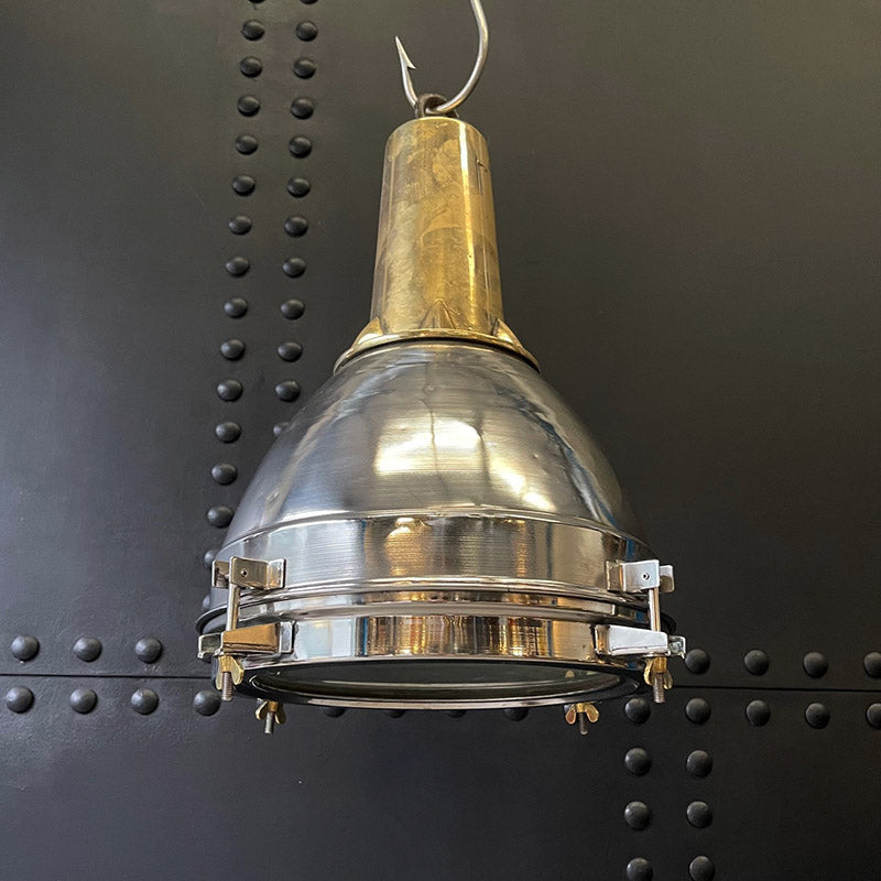 Reclaimed Ships Steel & Brass Fox Light Pendant Trinity Marine