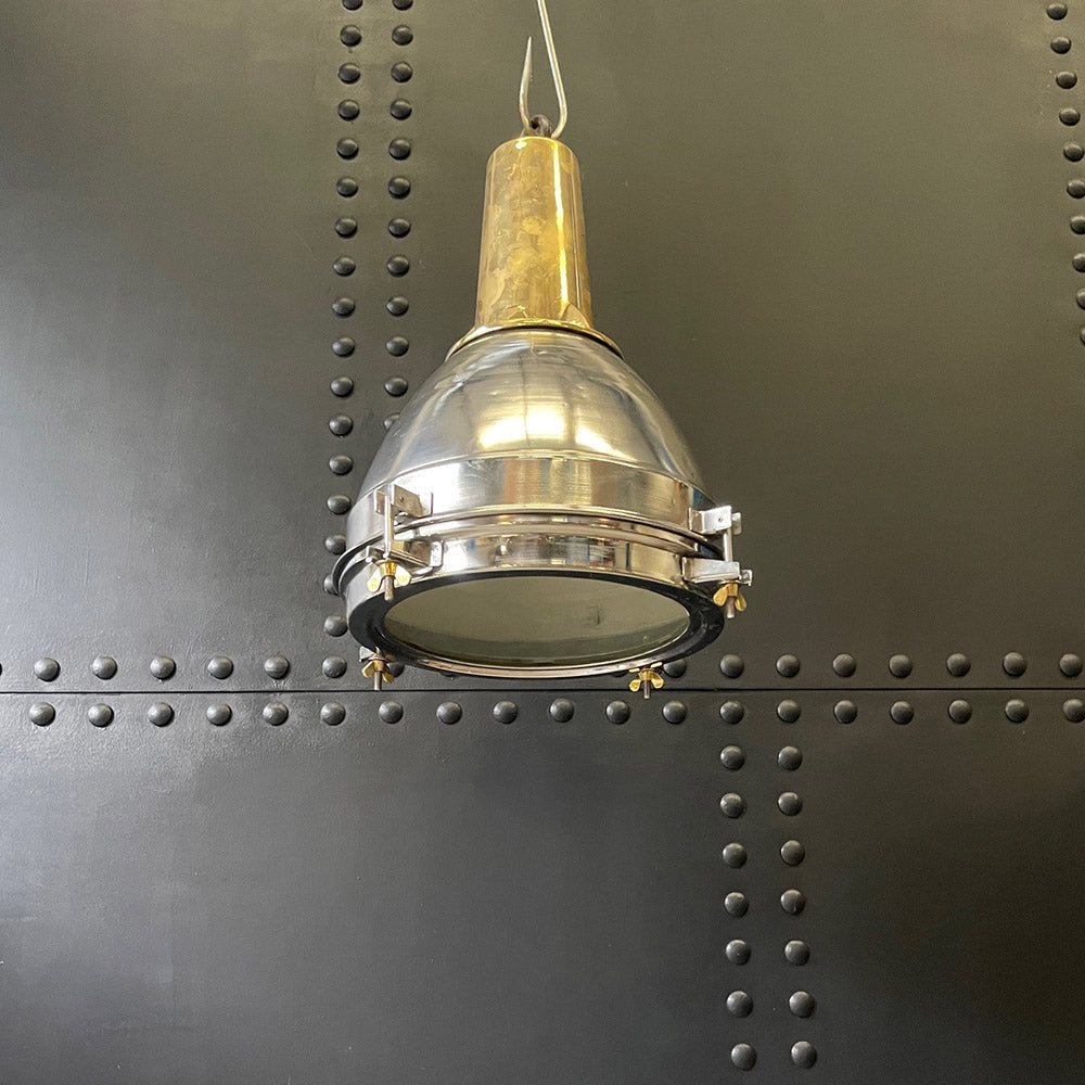 Reclaimed Ships Steel & Brass Fox Light Pendant Trinity Marine