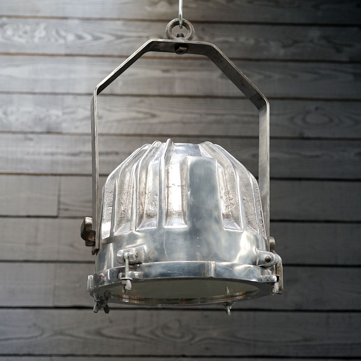 Reclaimed USA Ship's Aluminium Cargo Light Pendant Trinity Marine