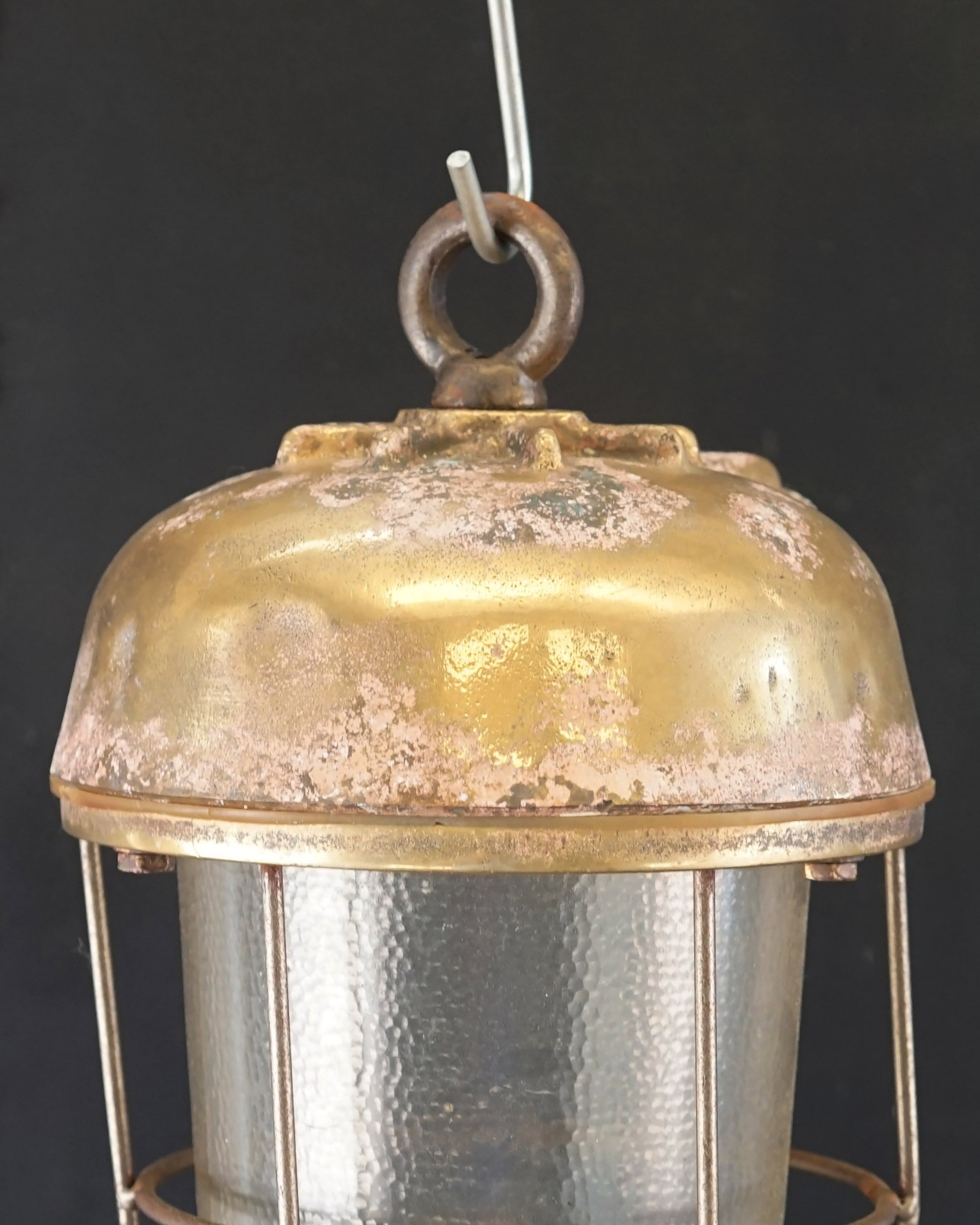 Reclaimed Brass Passage Pendant – Dappled Glass