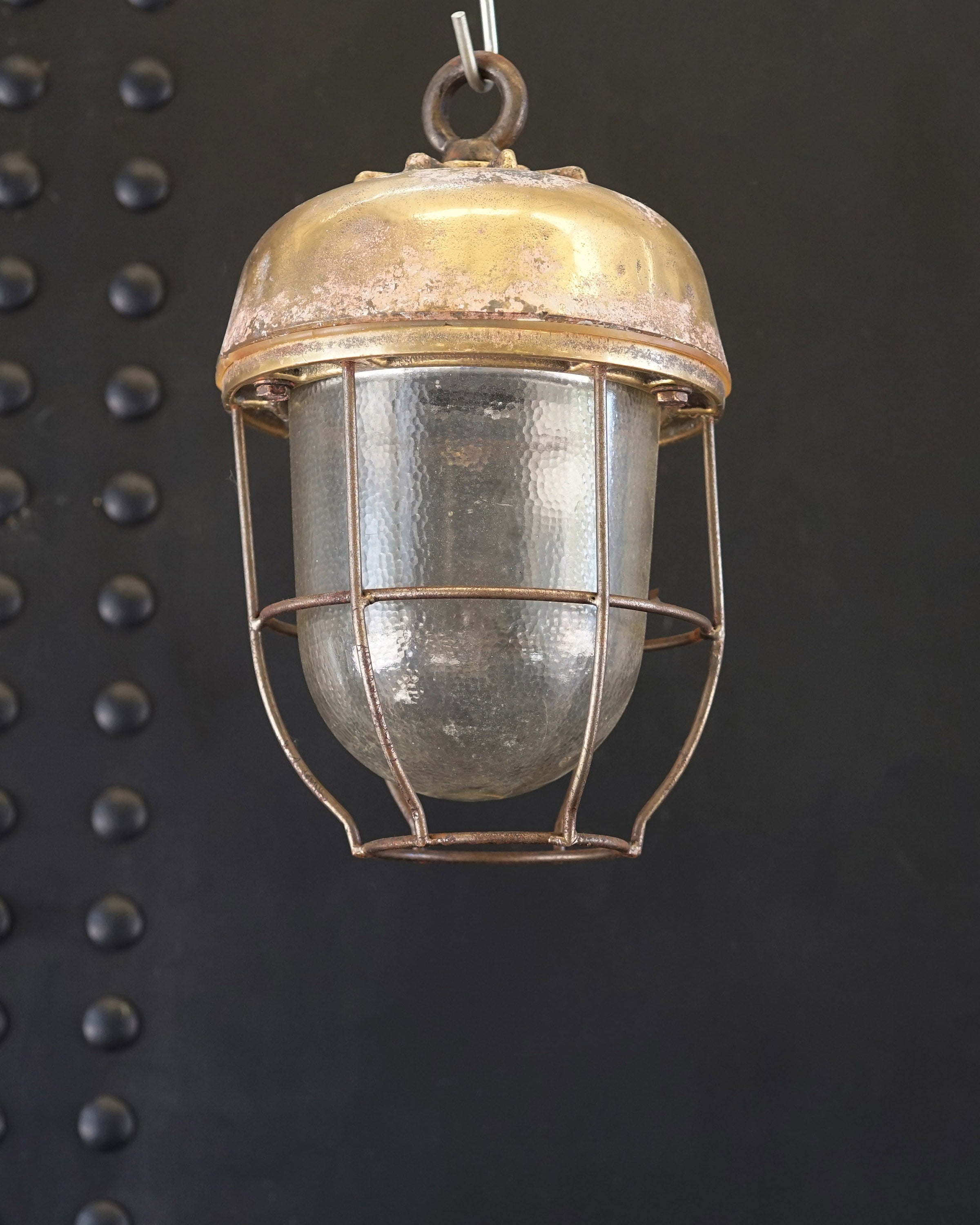 Reclaimed Brass Passage Pendant – Dappled Glass