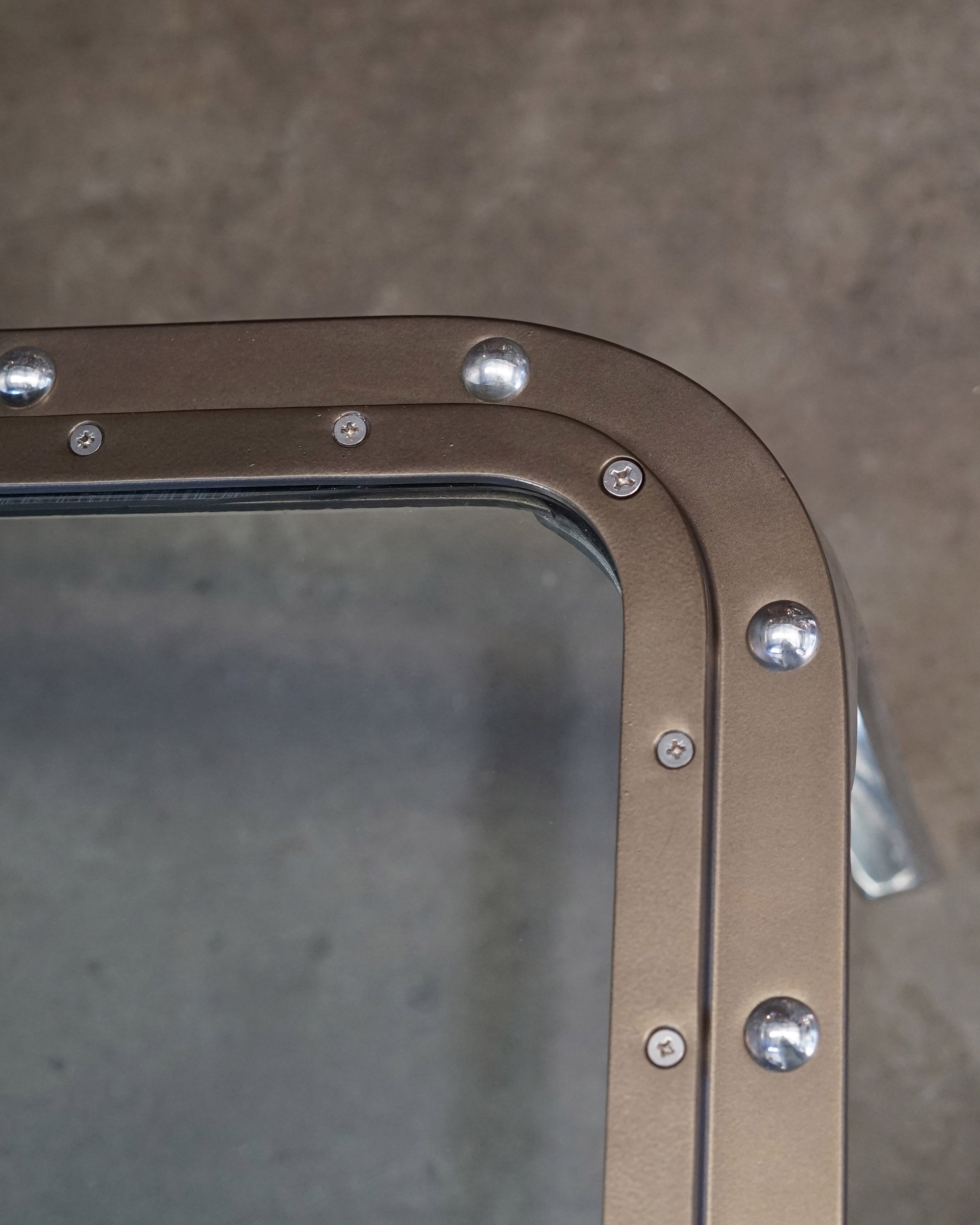 Reclaimed Ship’s Window Coffee Table - Gun Metal Bronze Trinity Marine