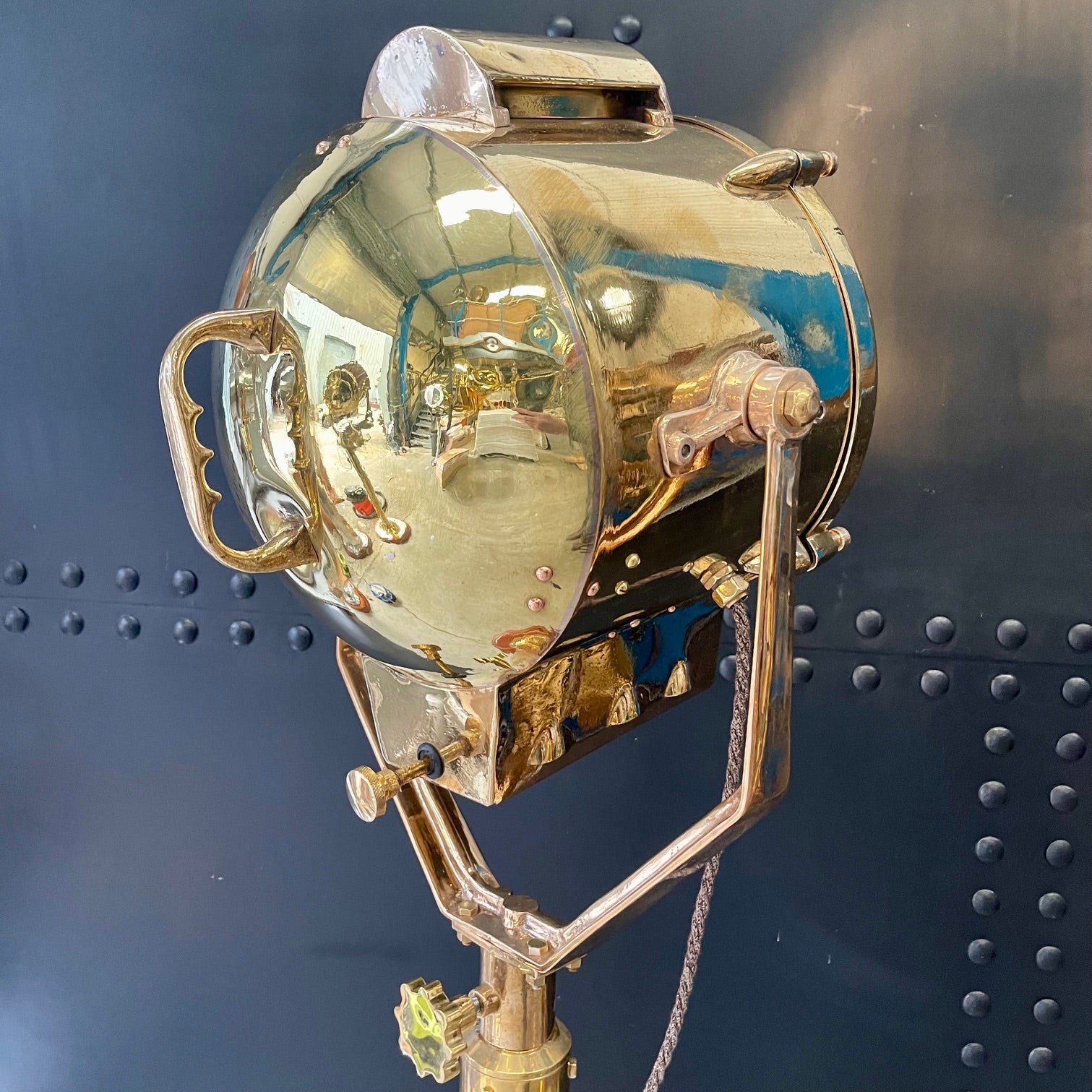 Brass Royal Navy Francis Search Light Floor Lamp Trinity Marine