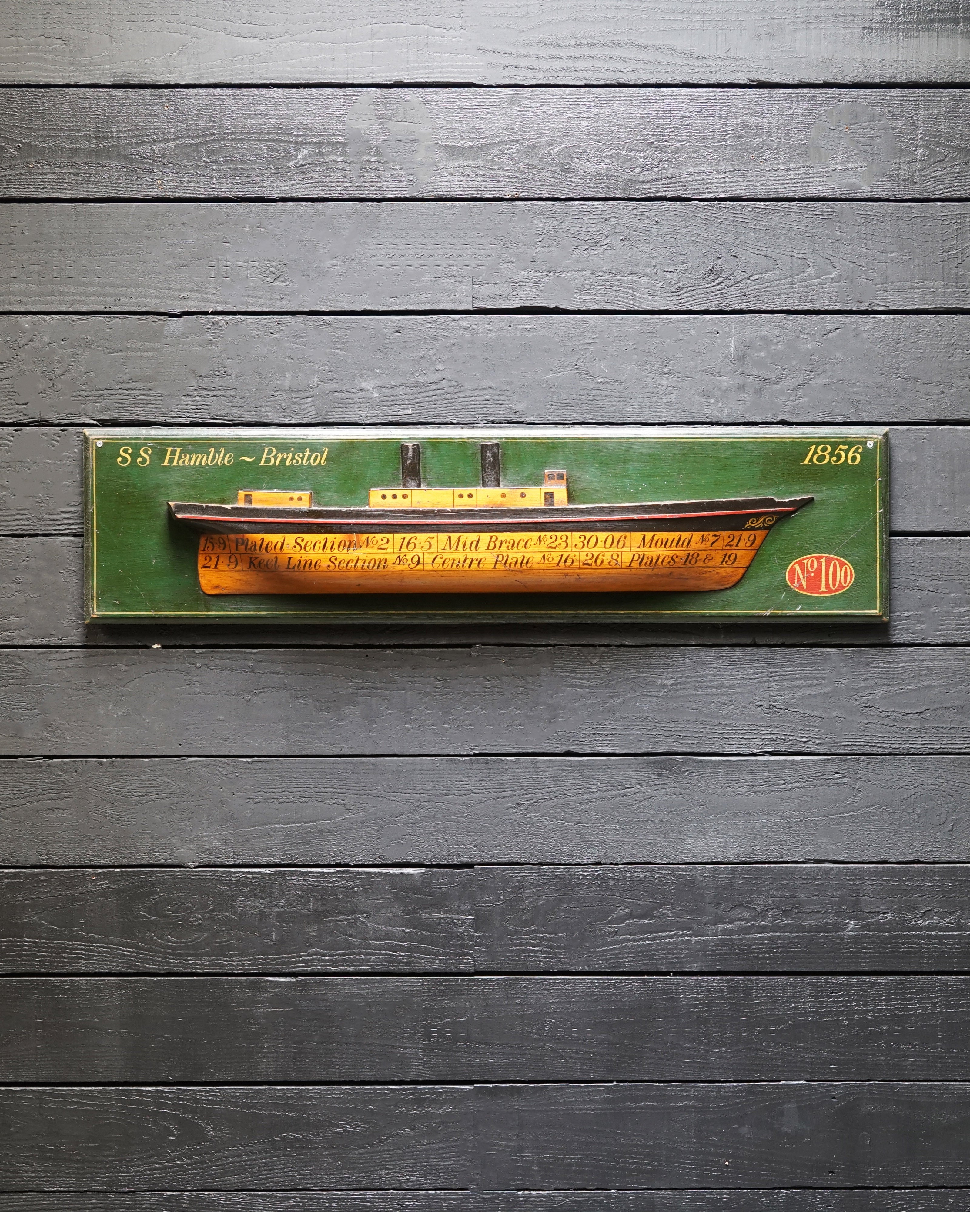 Decorative S.S. Hamble Half Hull Ship Display – Bristol (1856) Trinity Marine