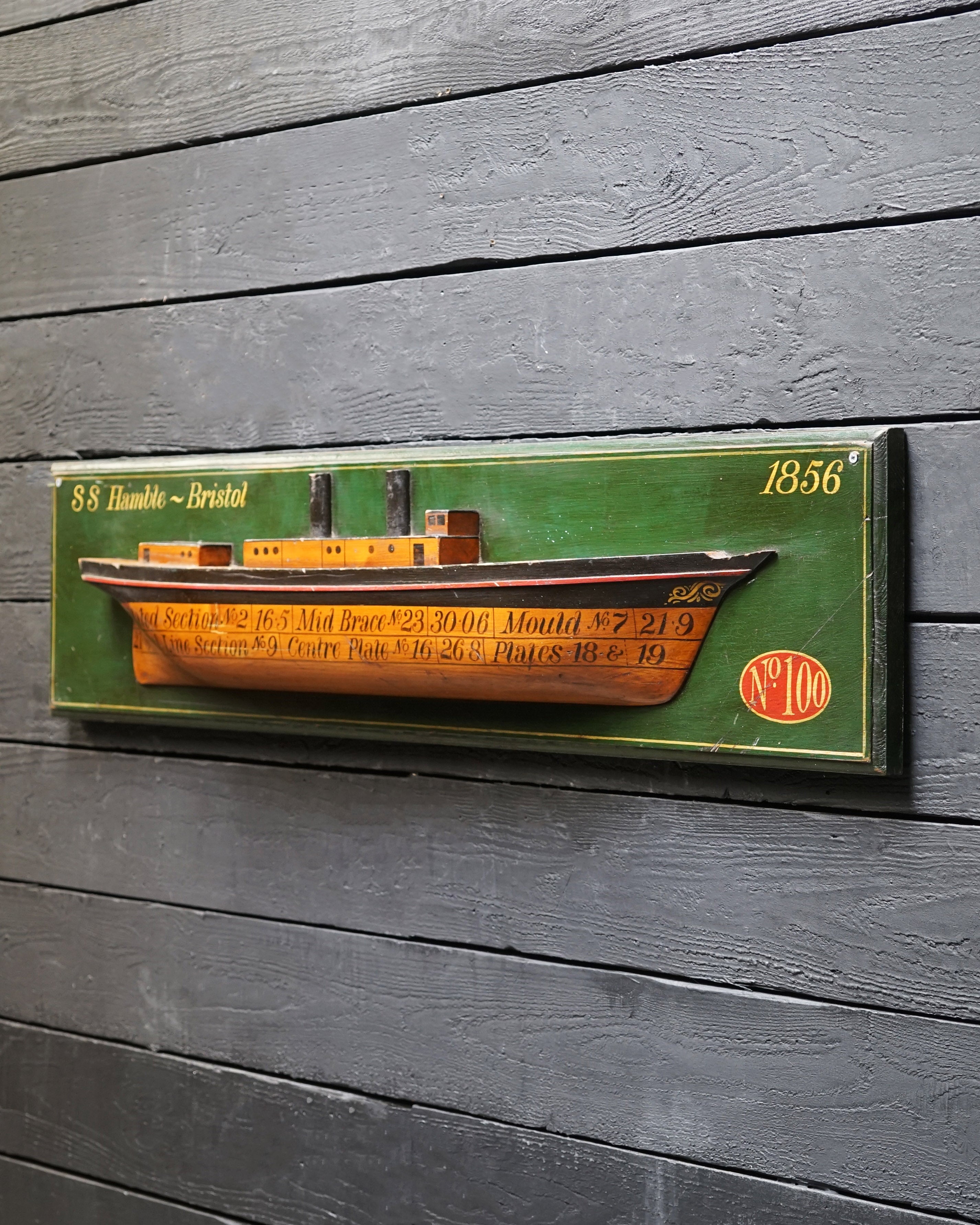 Decorative S.S. Hamble Half Hull Ship Display – Bristol (1856) Trinity Marine