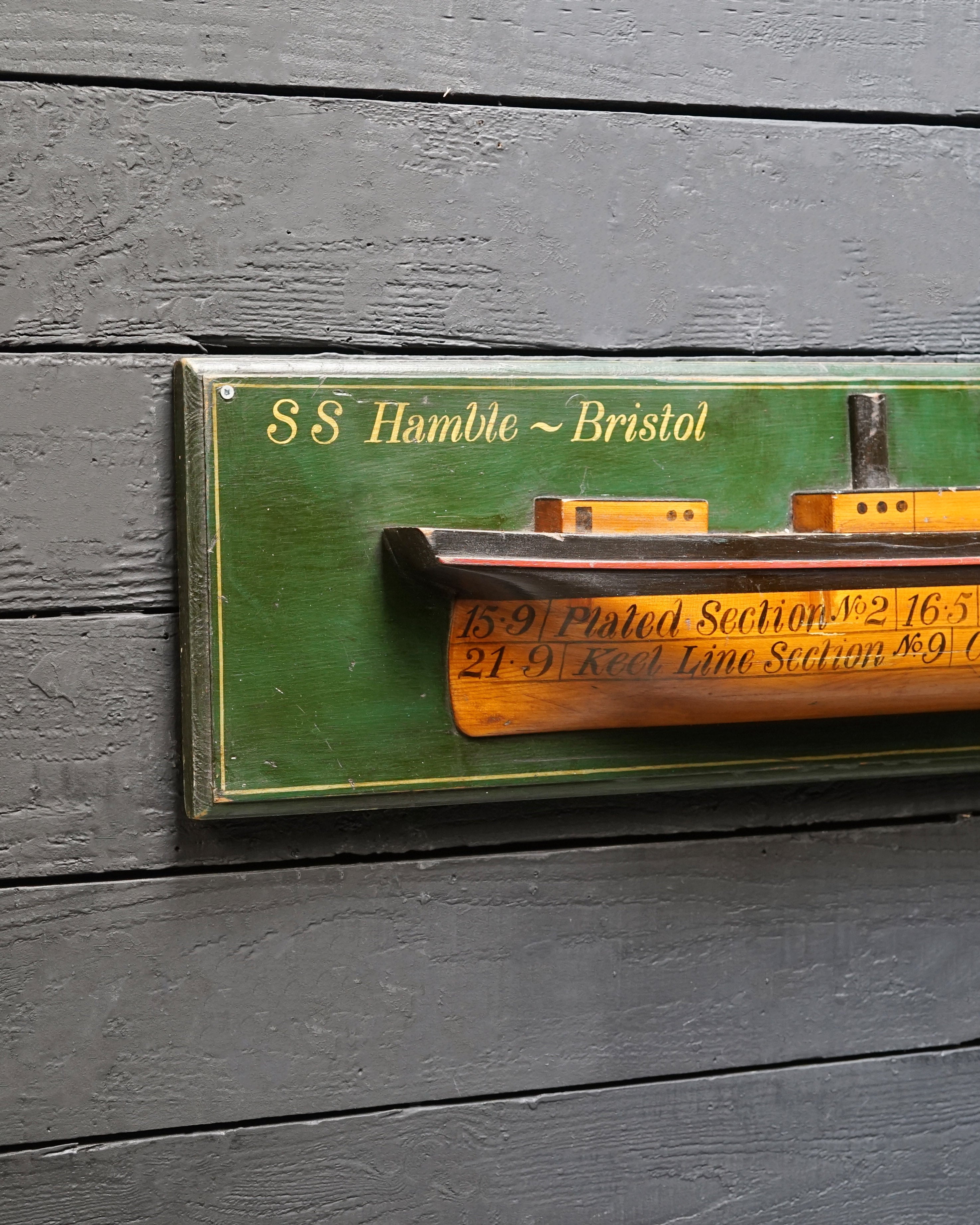 Decorative S.S. Hamble Half Hull Ship Display – Bristol (1856) Trinity Marine