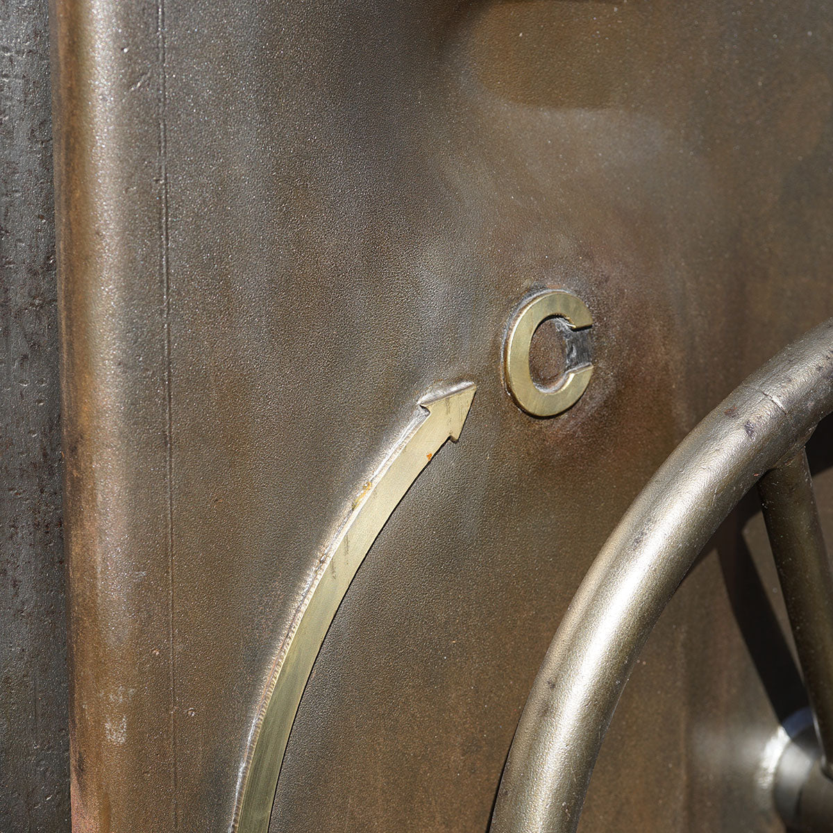 Salvaged Naval Bulkhead Doors - Crank Wheels Trinity Marine